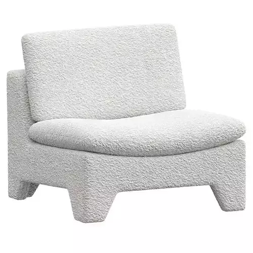 Retro lounge fauteuil boucle cream 3D model