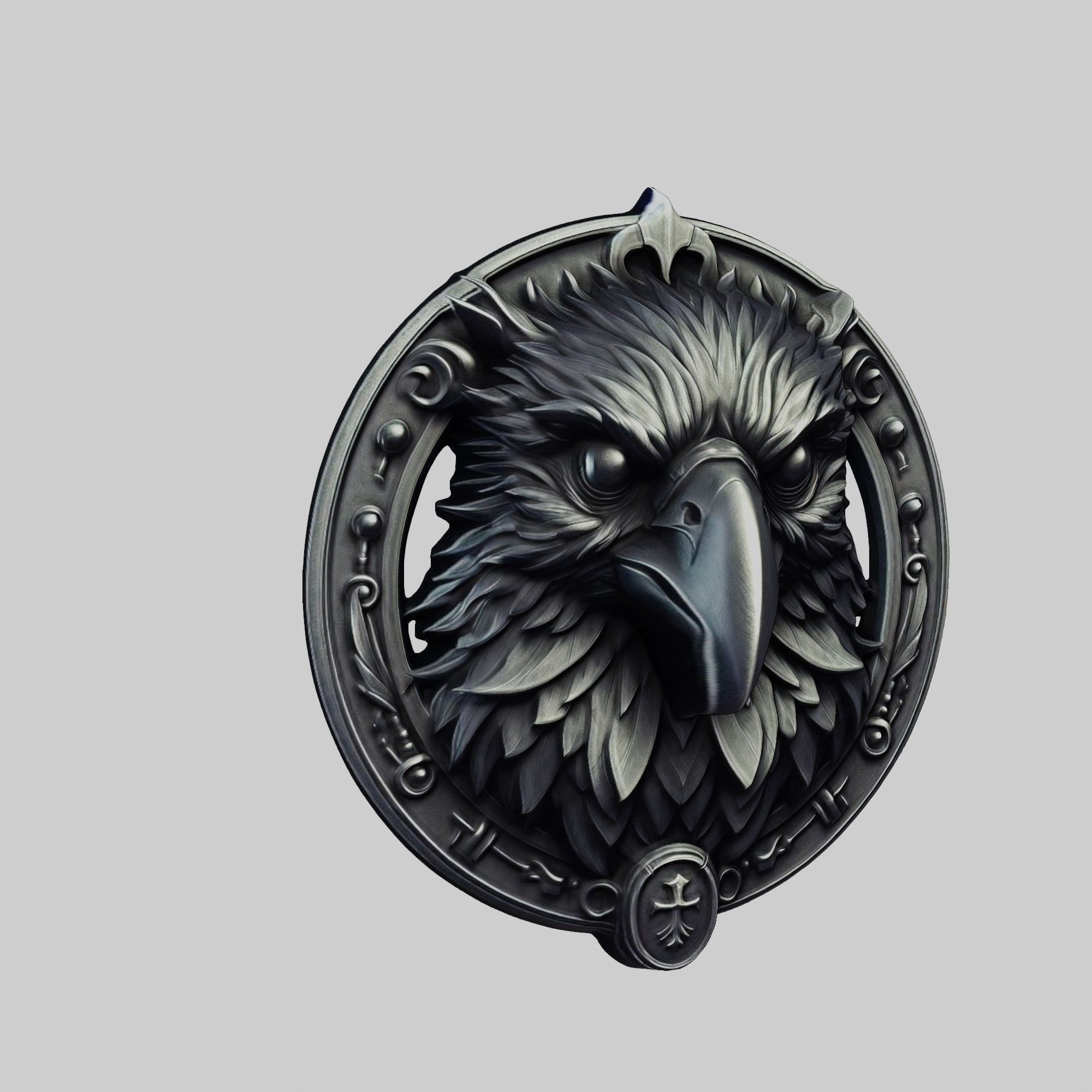 Crow Animal Head Crow Animal Medallion 3D print model_1