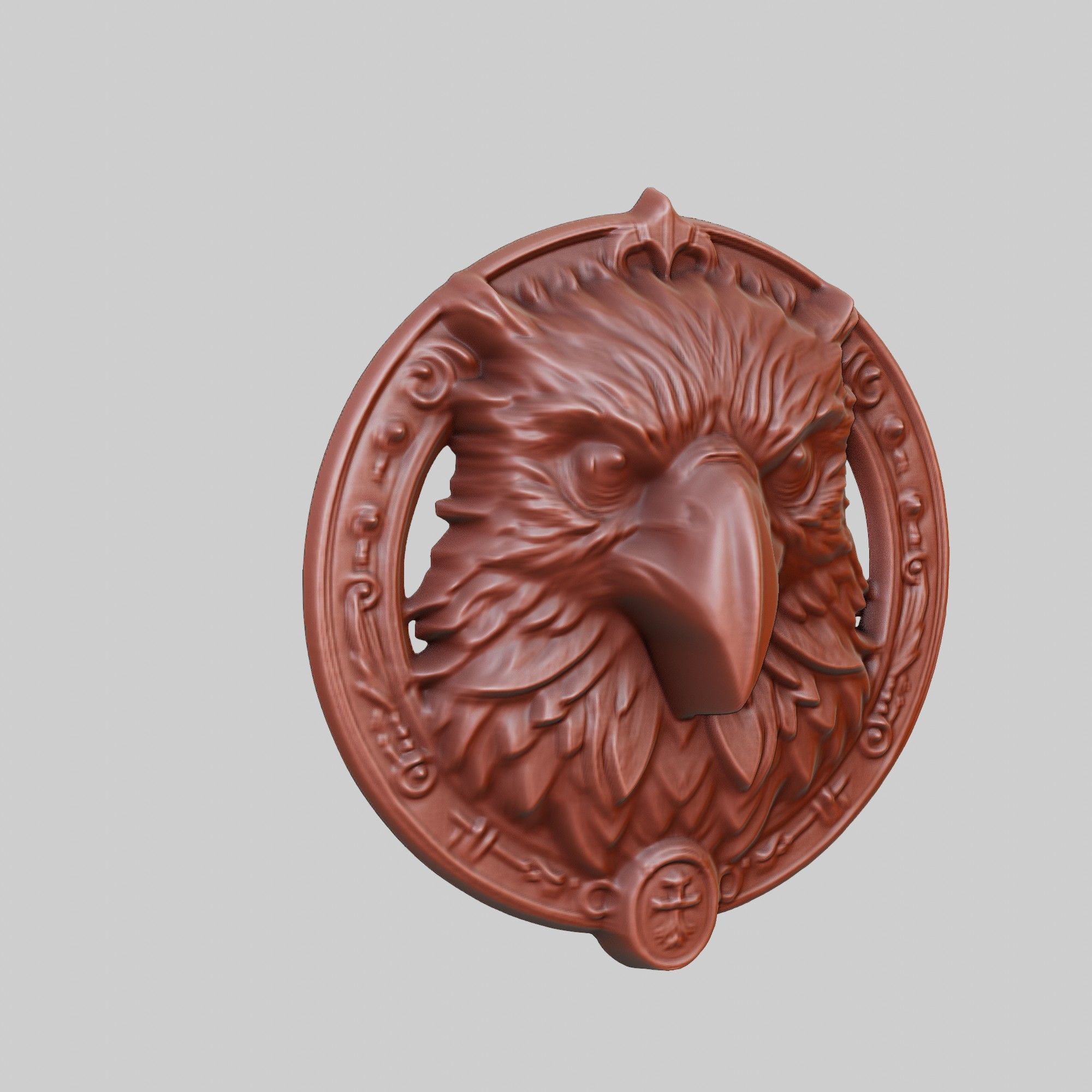 Crow Animal Head Crow Animal Medallion 3D print model_3