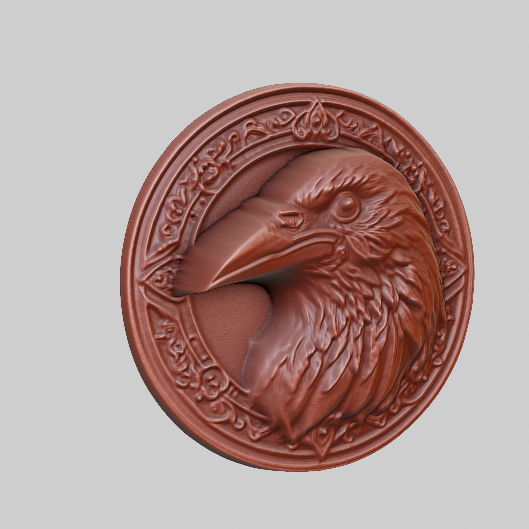 Crow Animal Head Crow Animal Medallion 3D print model_3