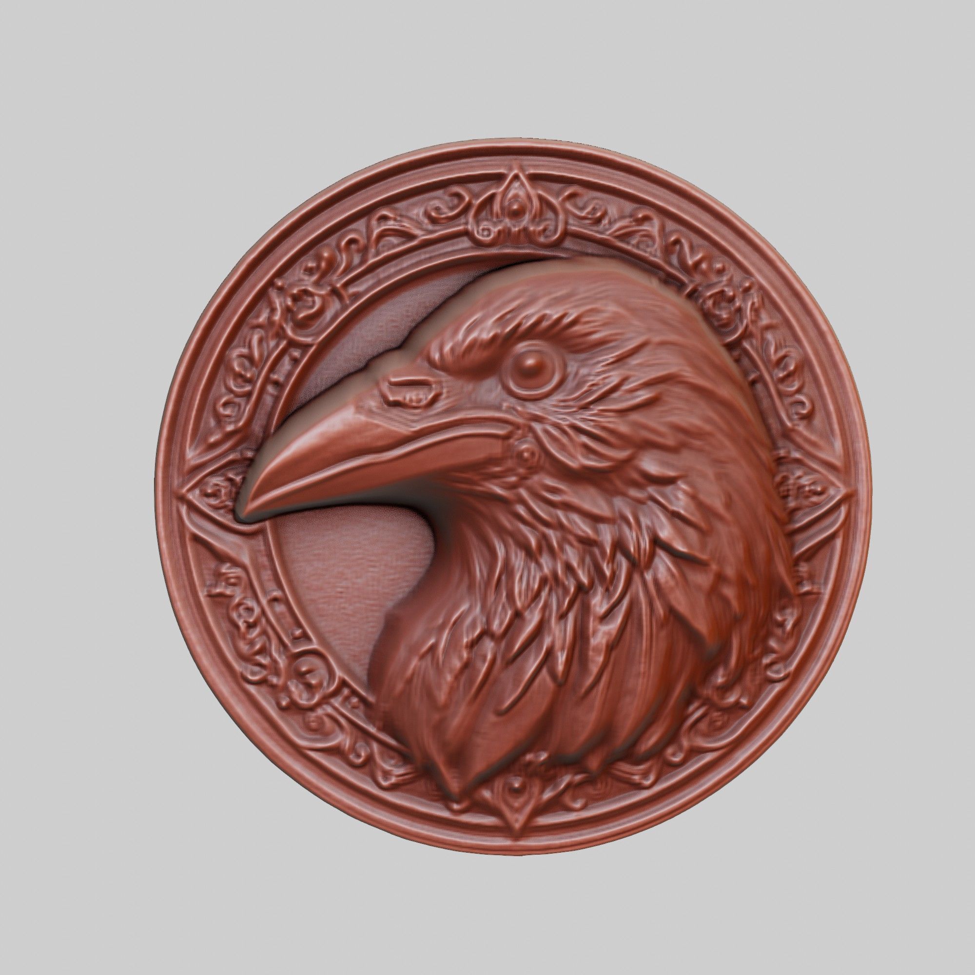 Crow Animal Head Crow Animal Medallion 3D print model_2