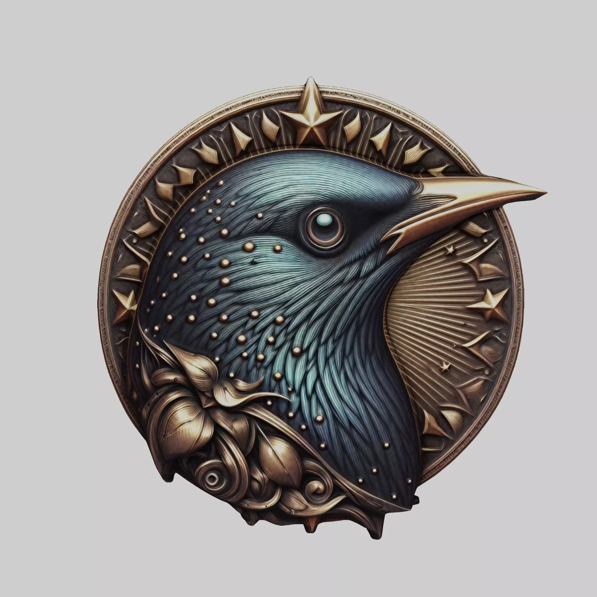 Starling Animal Head Starling Animal Medallion 3D print model