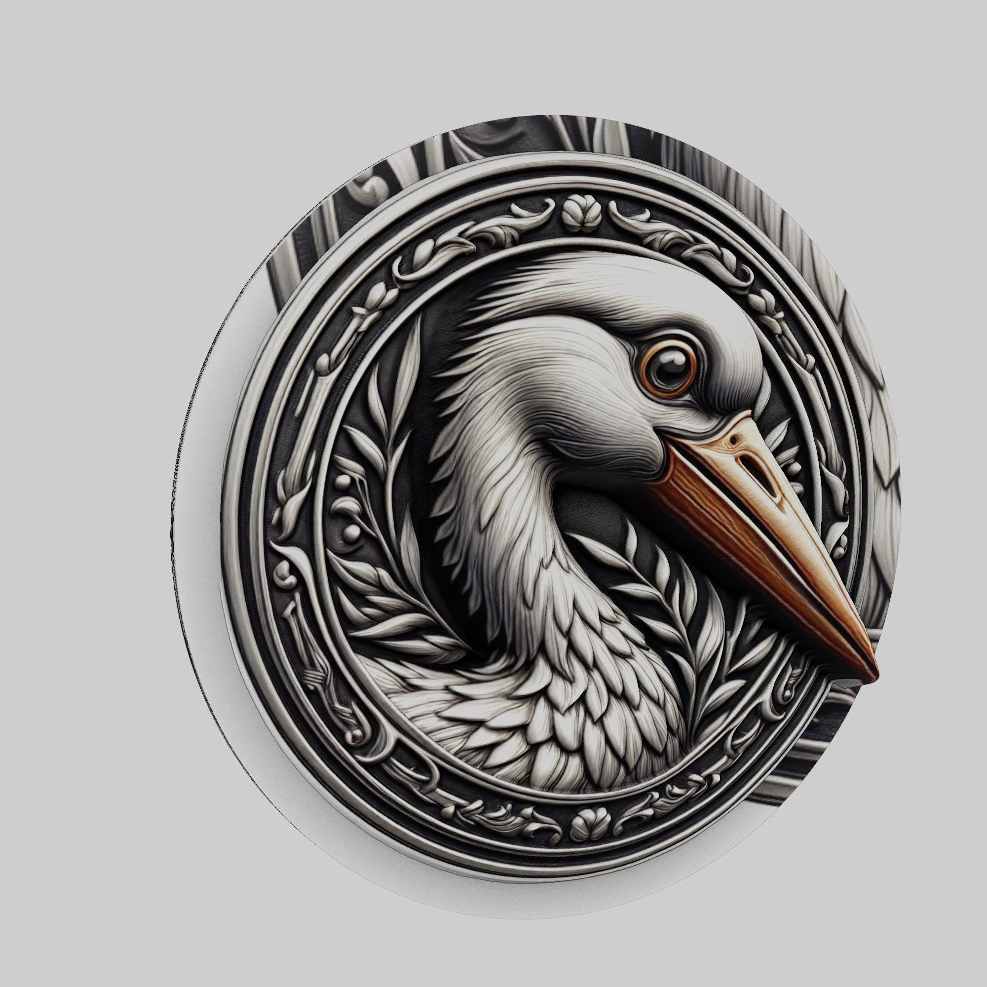 Stork Animal Head Stork Animal Medallion 3D print model_1