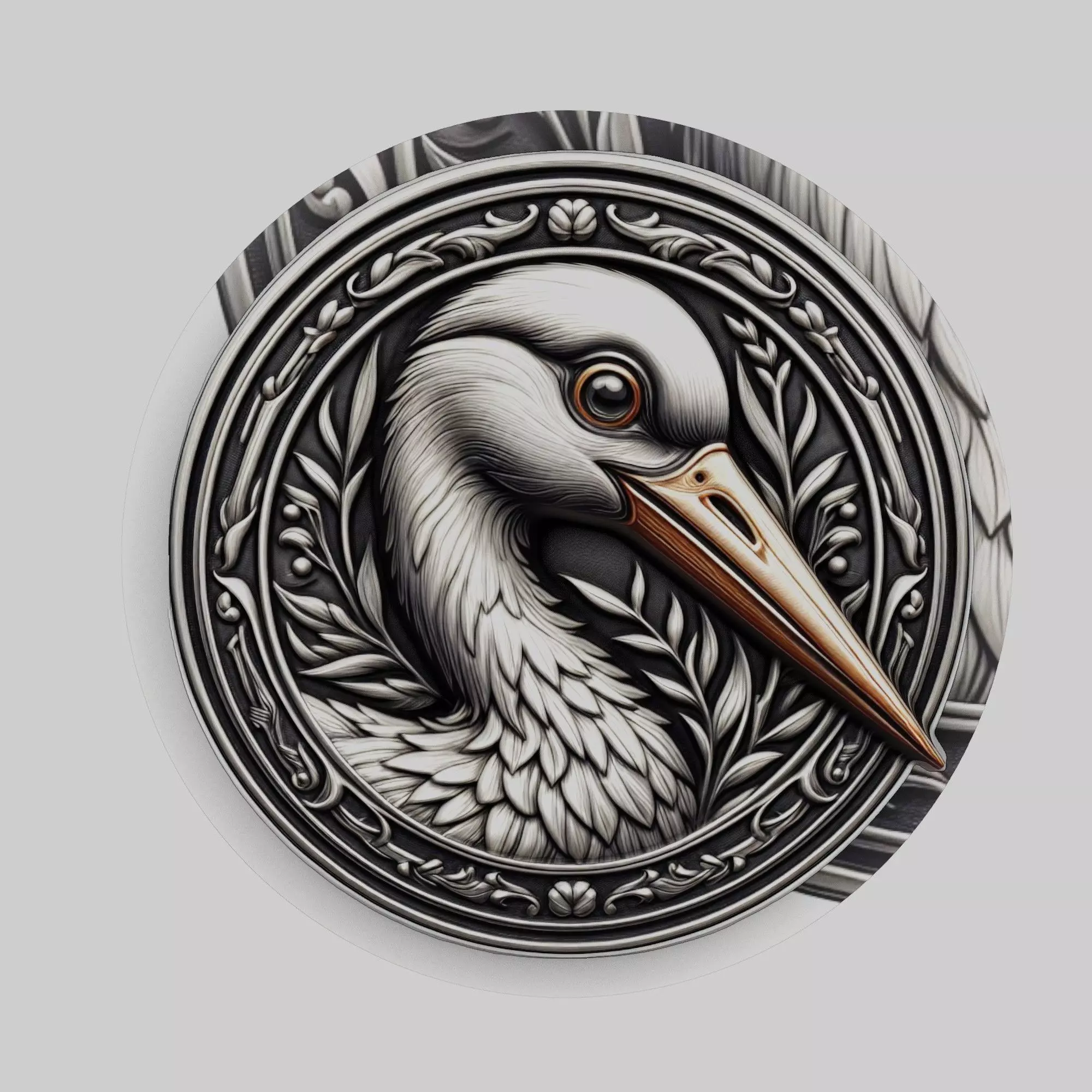 Stork Animal Head Stork Animal Medallion 3D print model_0