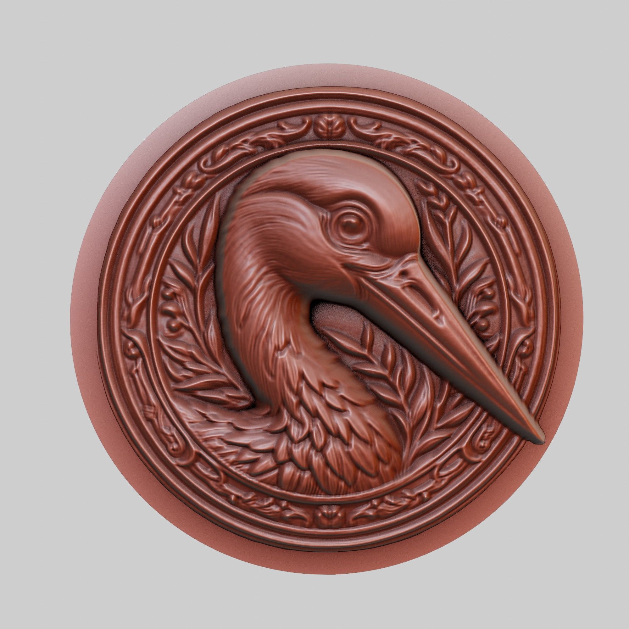 Stork Animal Head Stork Animal Medallion 3D print model_2