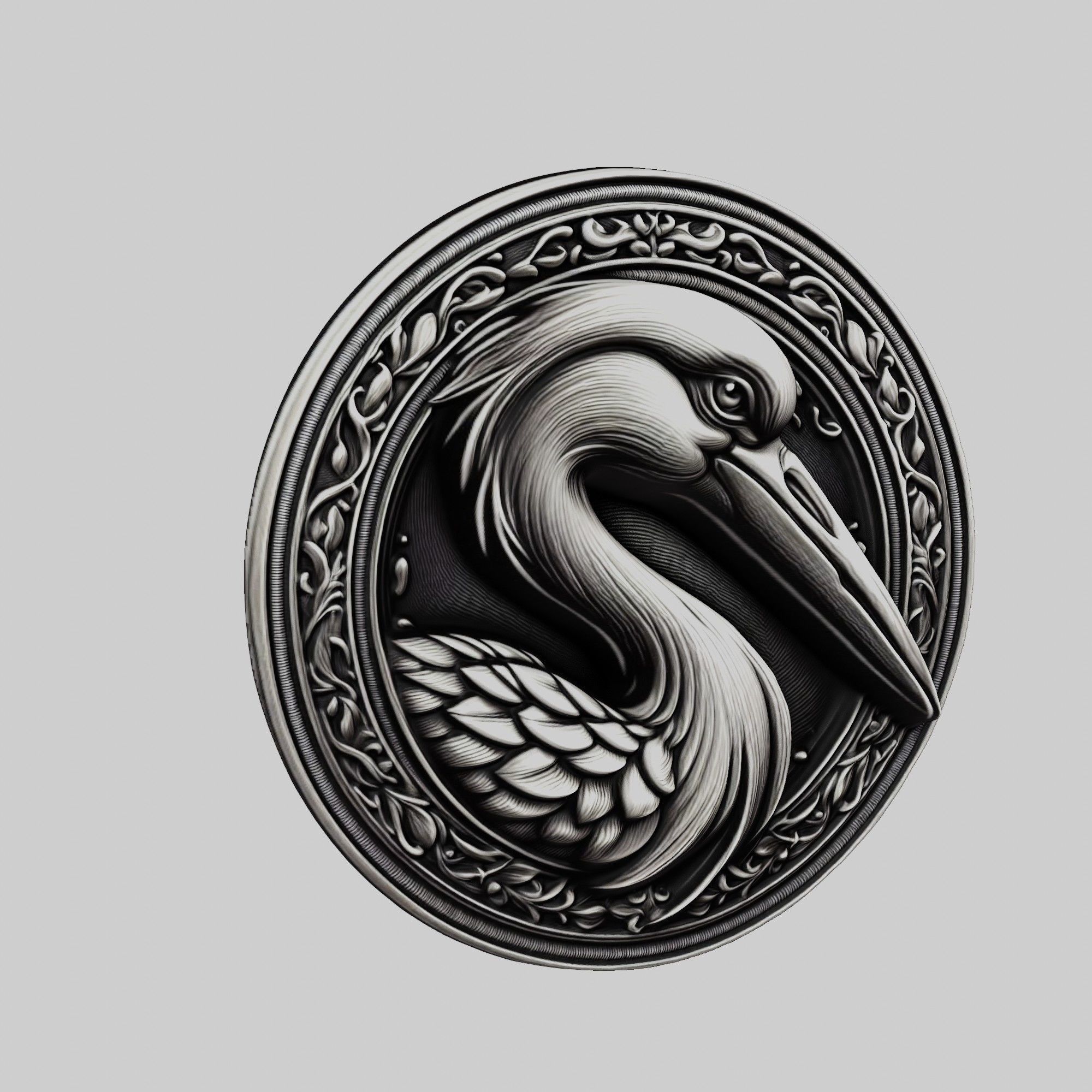 Stork Animal Head Stork Animal Medallion 3D print model_1