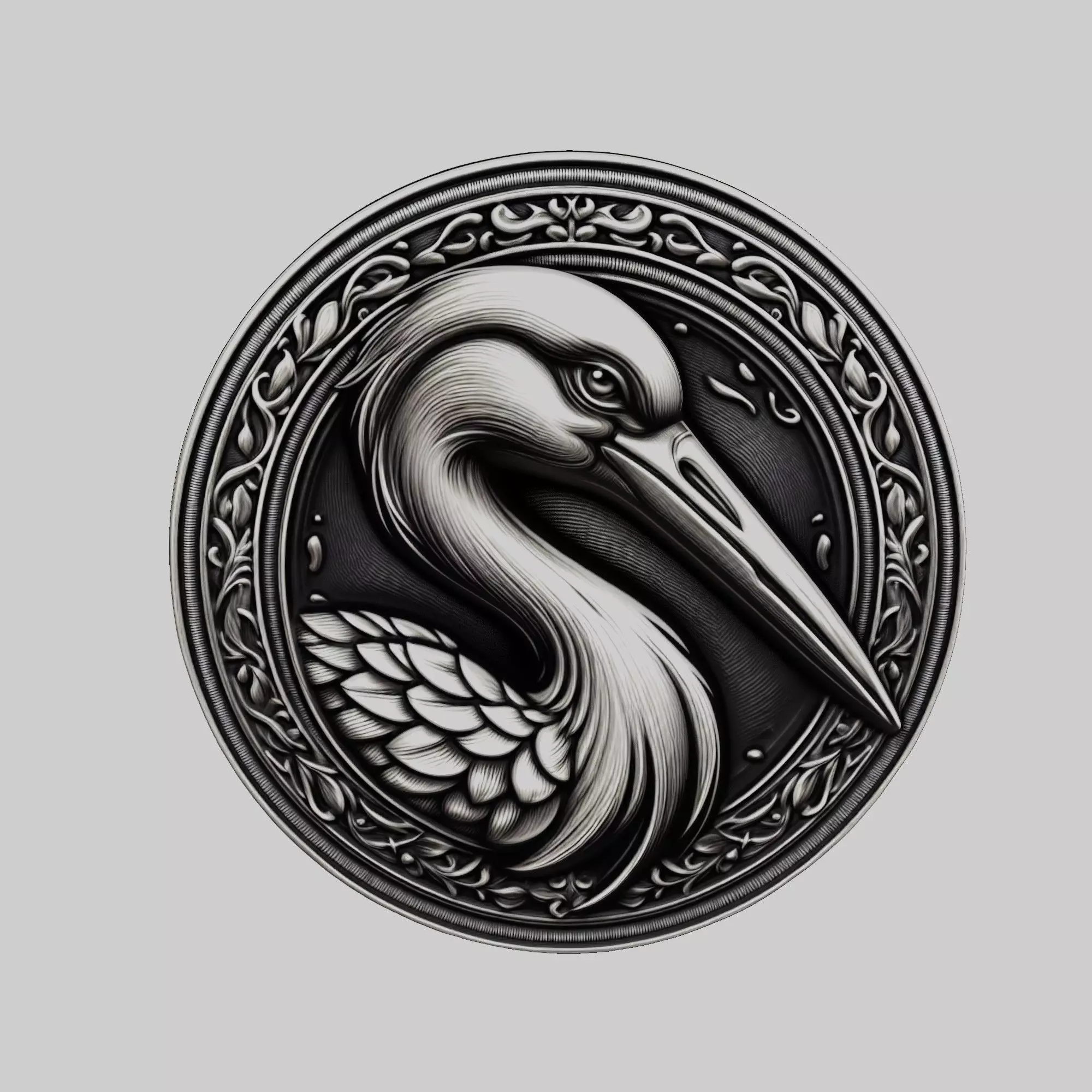 Stork Animal Head Stork Animal Medallion 3D print model_0