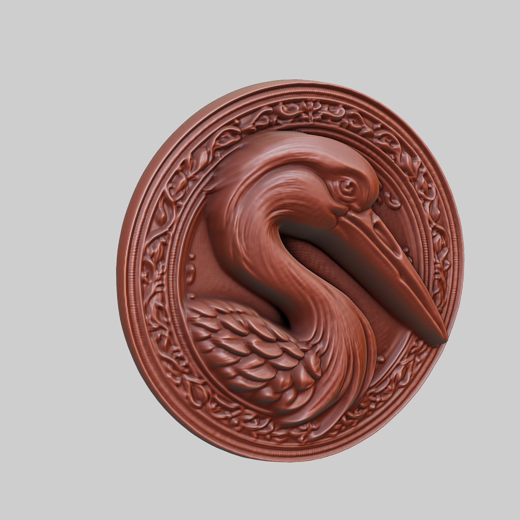 Stork Animal Head Stork Animal Medallion 3D print model_3