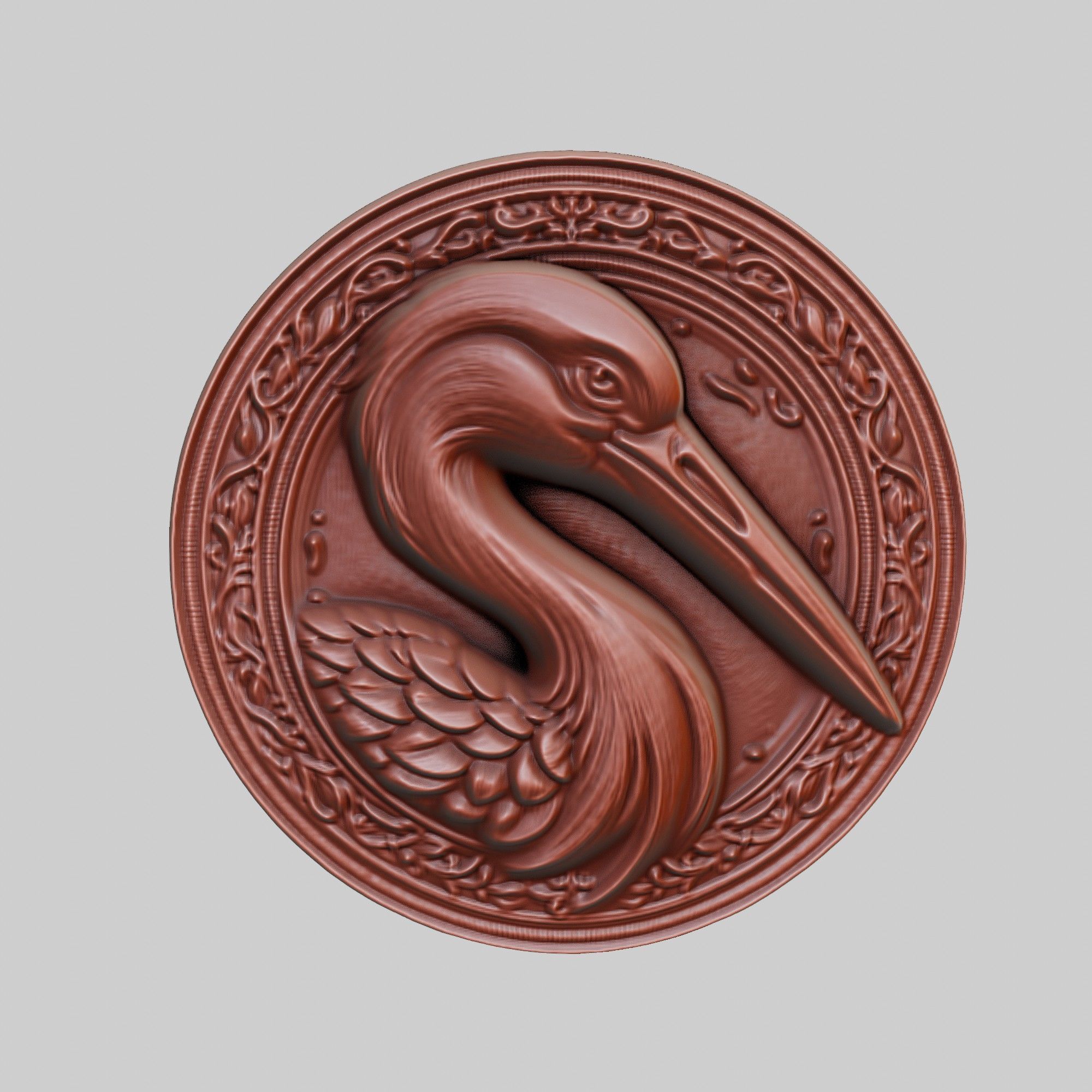 Stork Animal Head Stork Animal Medallion 3D print model_2