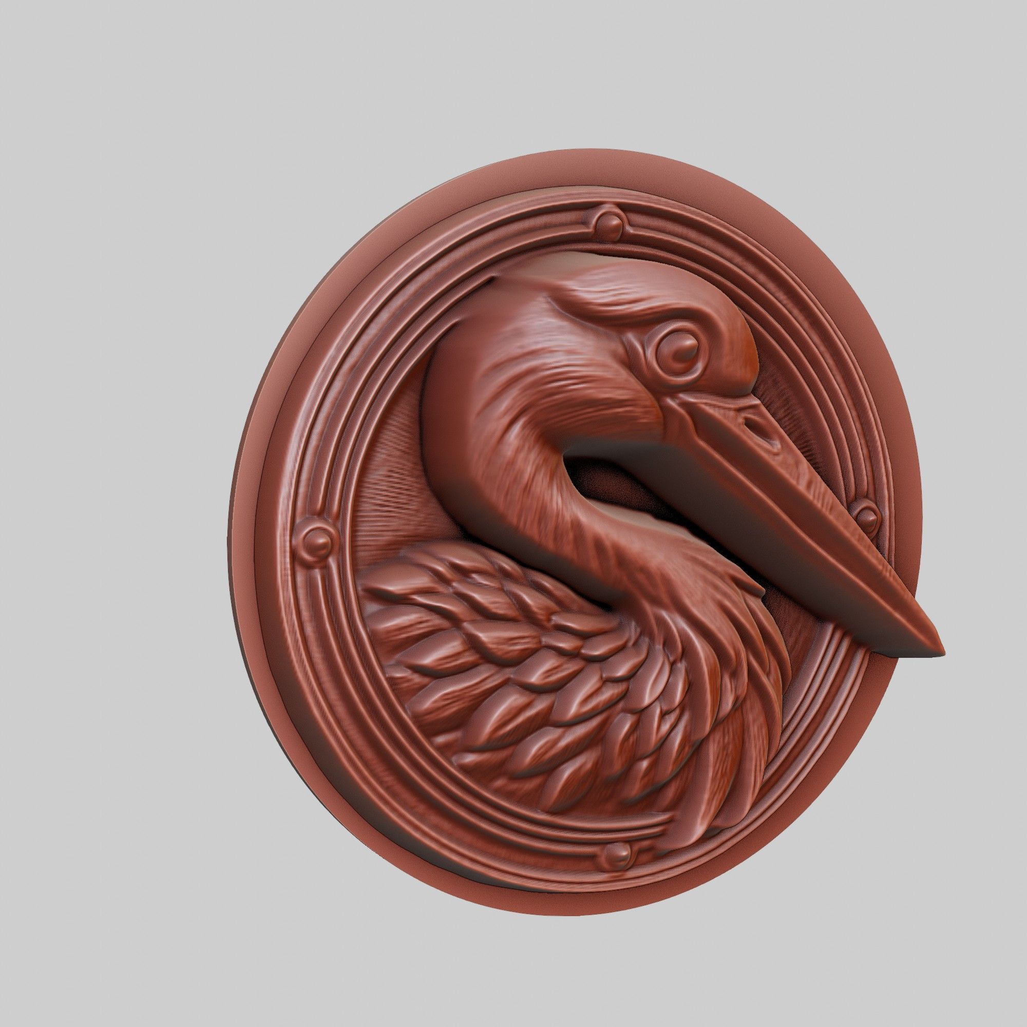 Stork Animal Head Stork Animal Medallion 3D print model_3