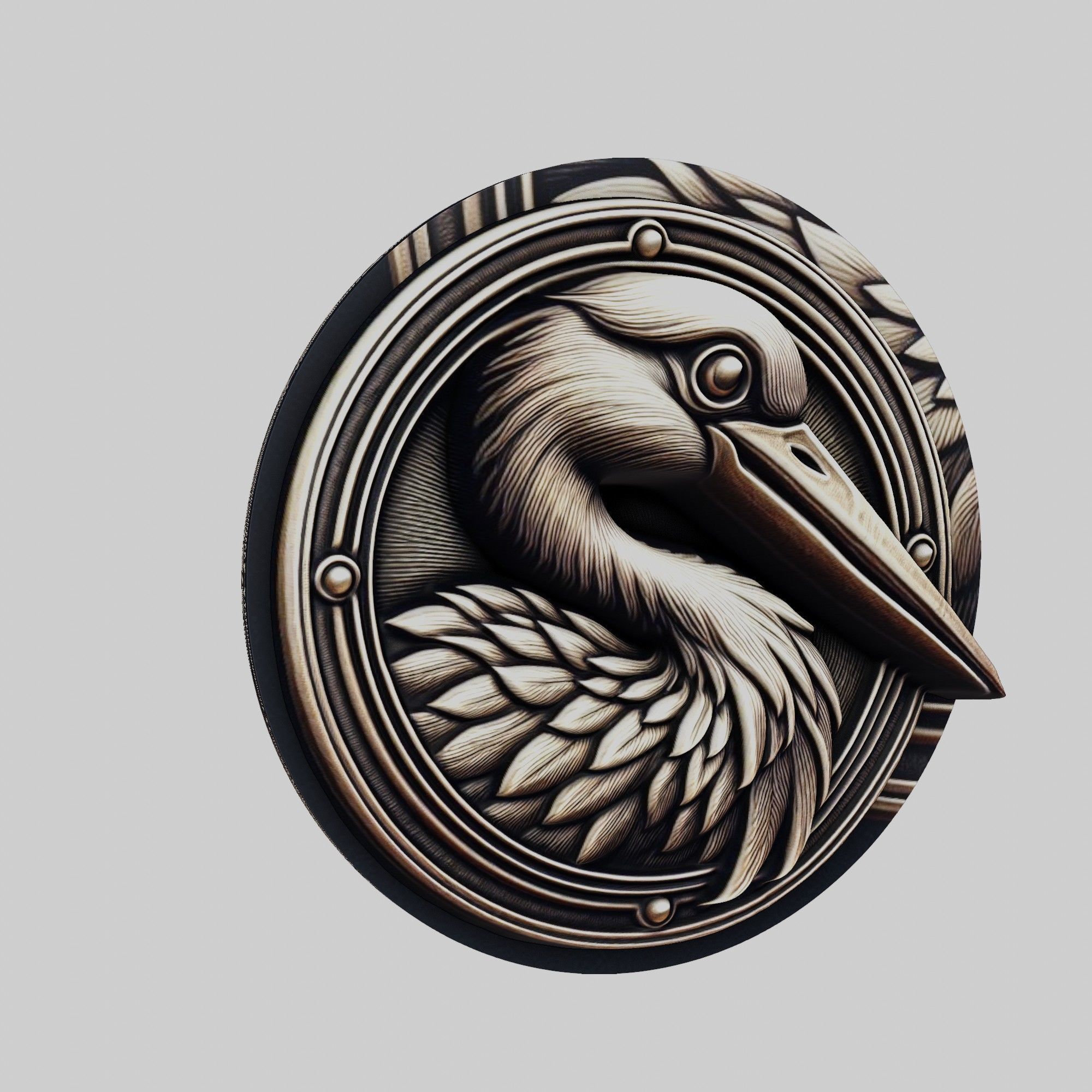 Stork Animal Head Stork Animal Medallion 3D print model_1