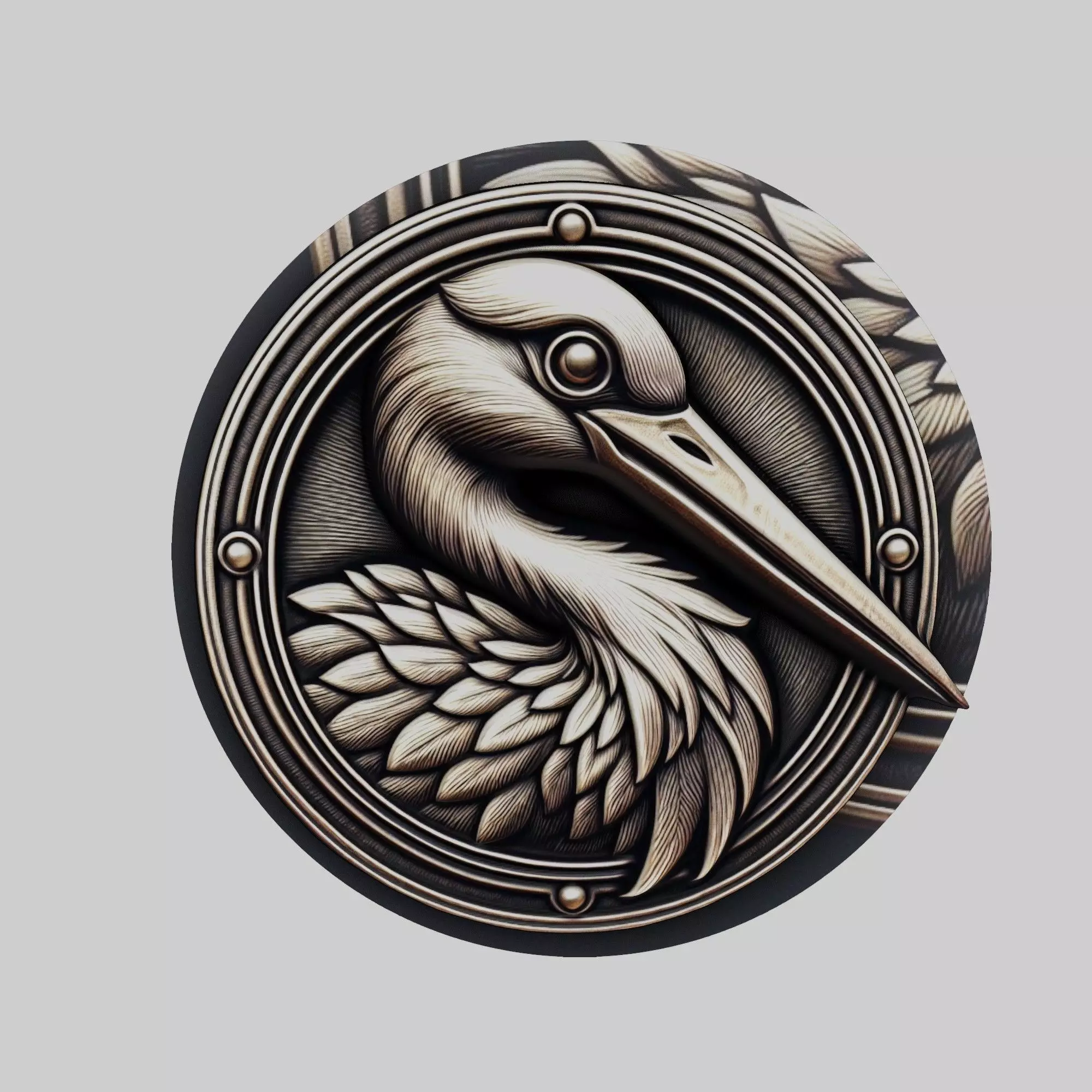 Stork Animal Head Stork Animal Medallion 3D print model_0
