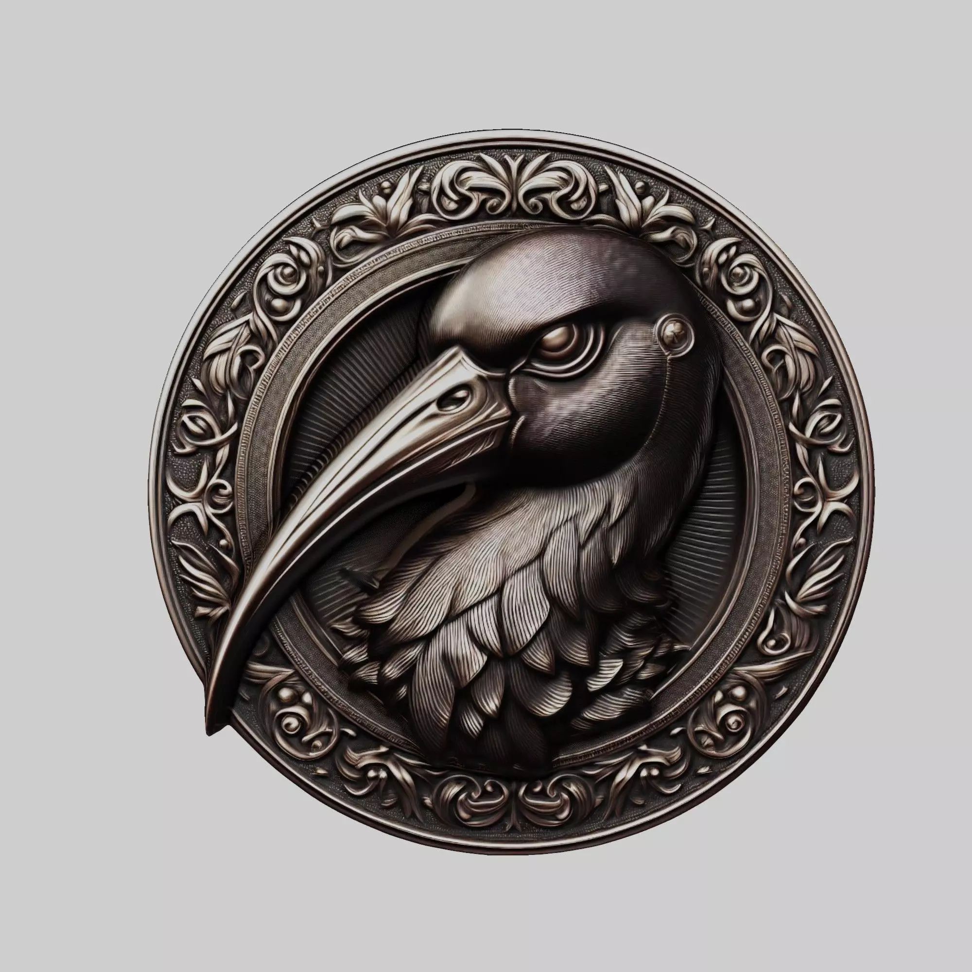 Ibis Animal Head Ibis Animal Medallion 3D print model_0