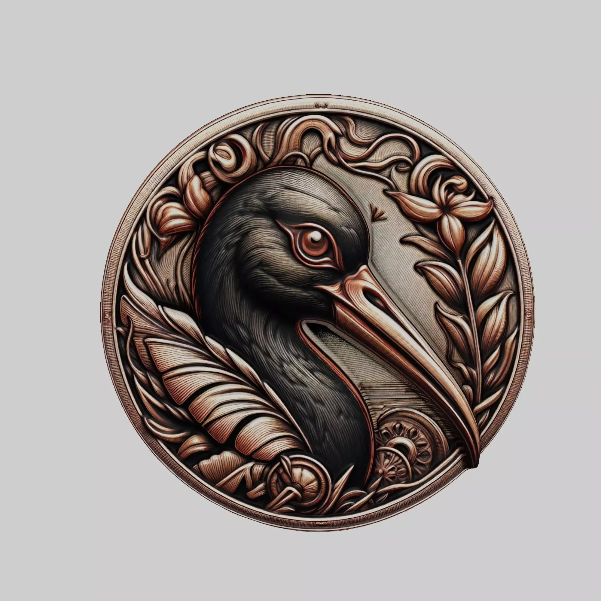 Ibis Animal Head Ibis Animal Medallion 3D print model_0