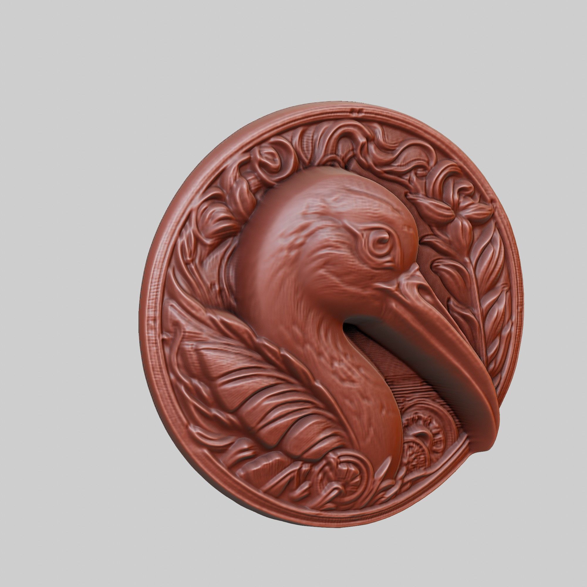 Ibis Animal Head Ibis Animal Medallion 3D print model_3