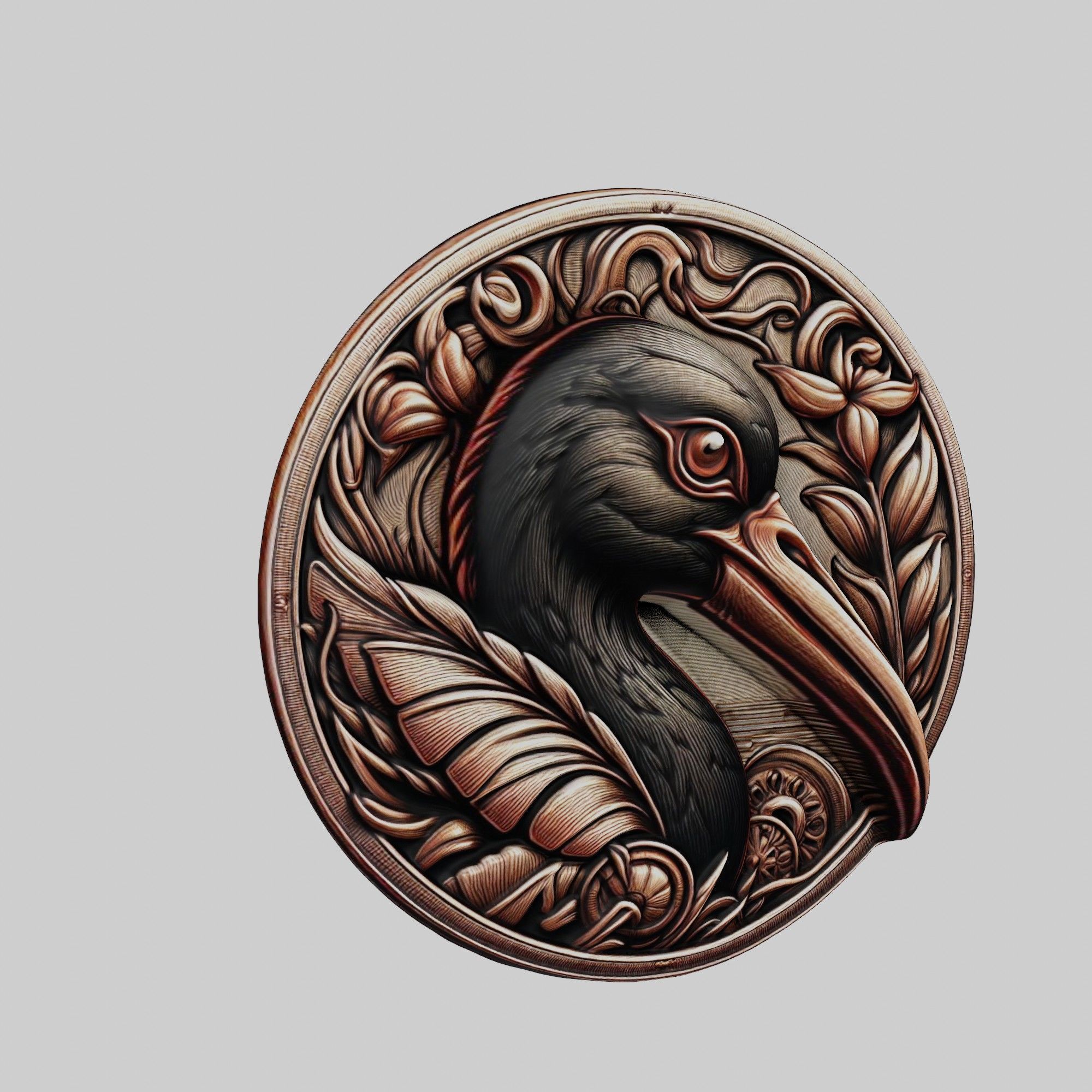 Ibis Animal Head Ibis Animal Medallion 3D print model_1