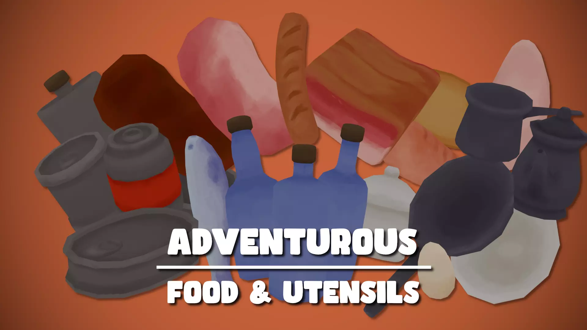 Adventurous - Food and Utensils Low-poly 3D model