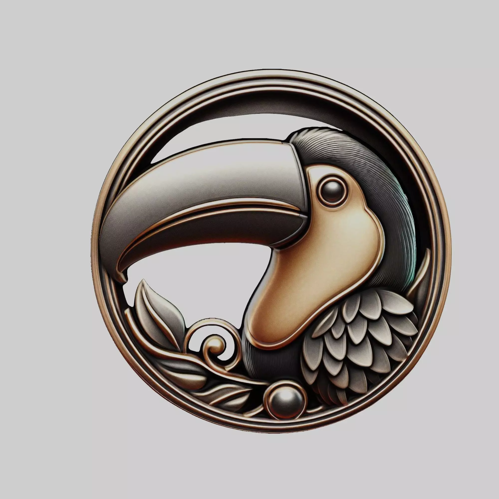 Toucan Animal Head Toucan Animal Medallion 3D print model_0