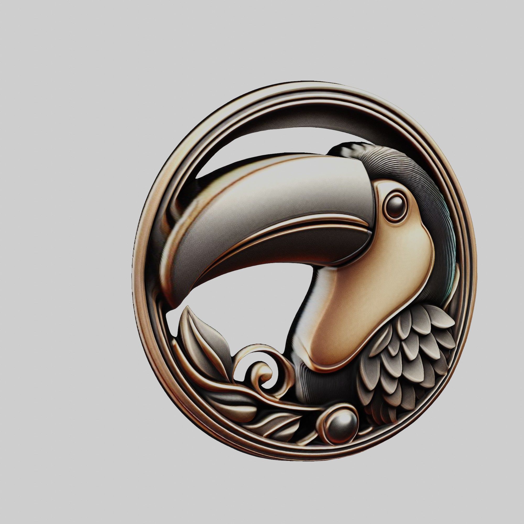 Toucan Animal Head Toucan Animal Medallion 3D print model_1