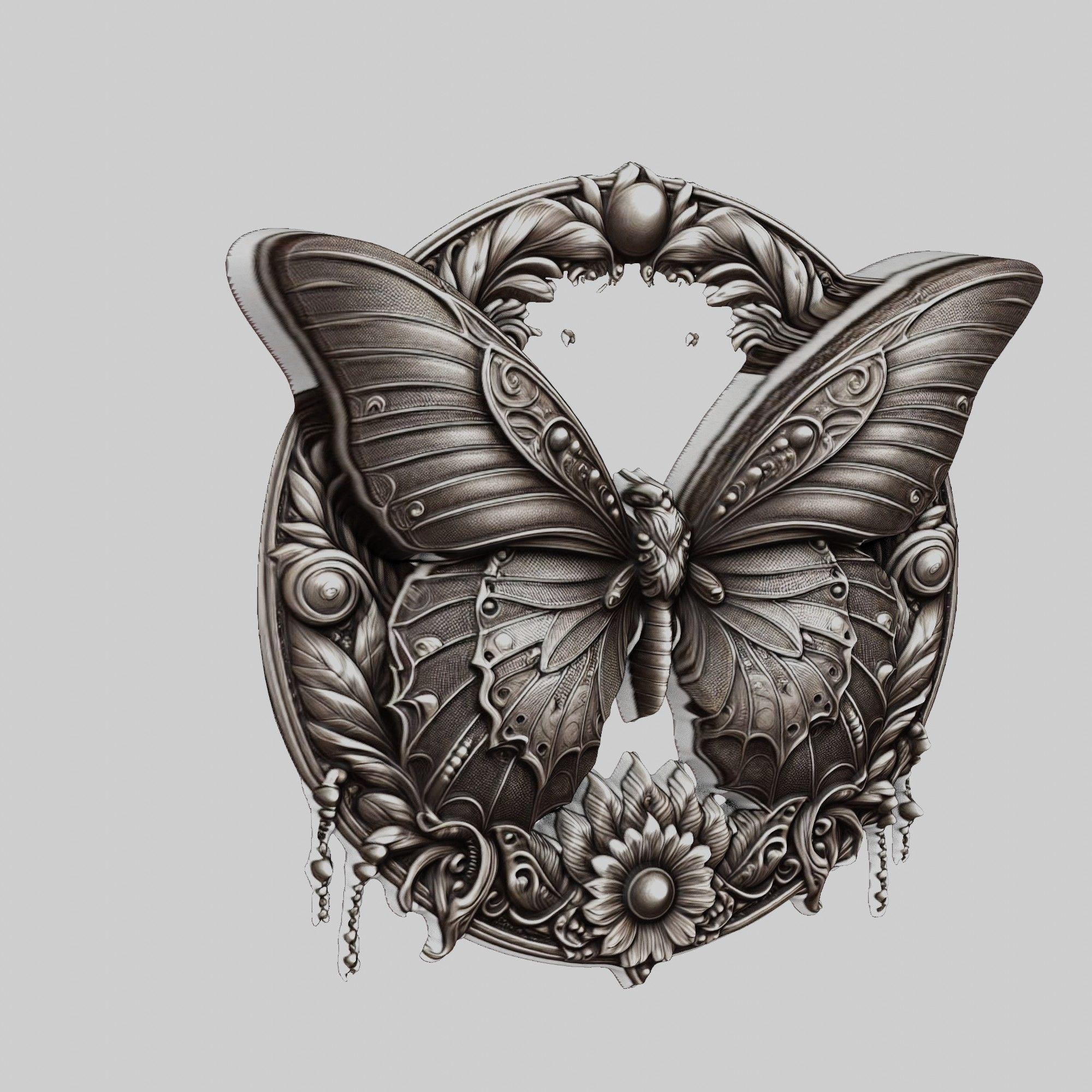 Butterfly Animal Head Butterfly Animal Medallion 3D print model_1