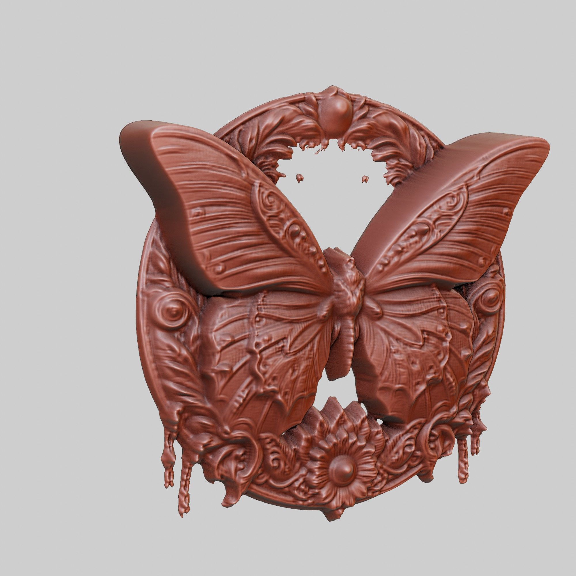 Butterfly Animal Head Butterfly Animal Medallion 3D print model_3