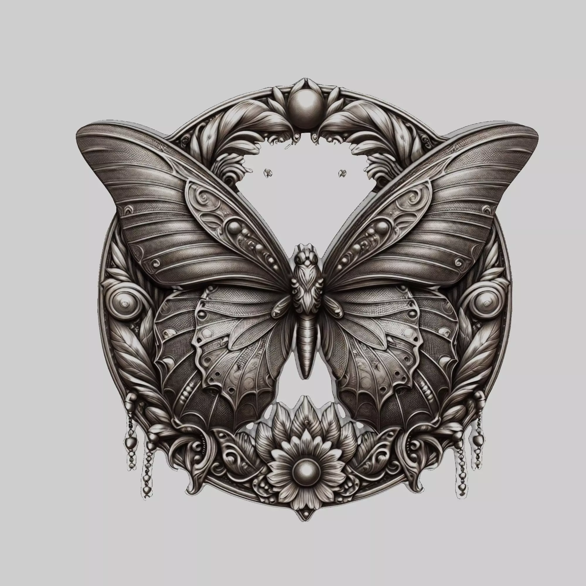 Butterfly Animal Head Butterfly Animal Medallion 3D print model_0