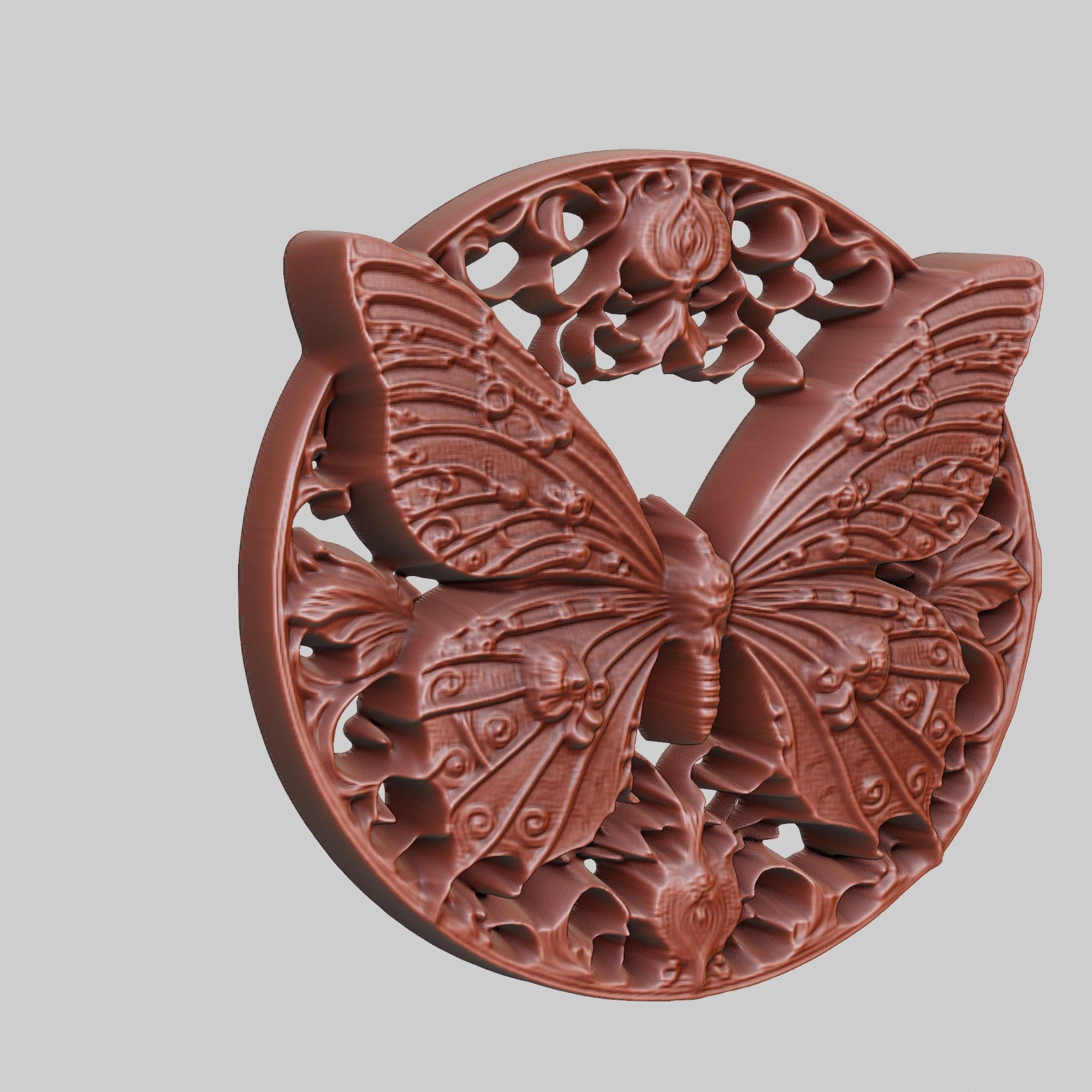 Butterfly Animal Head Butterfly Animal Medallion 3D print model_3
