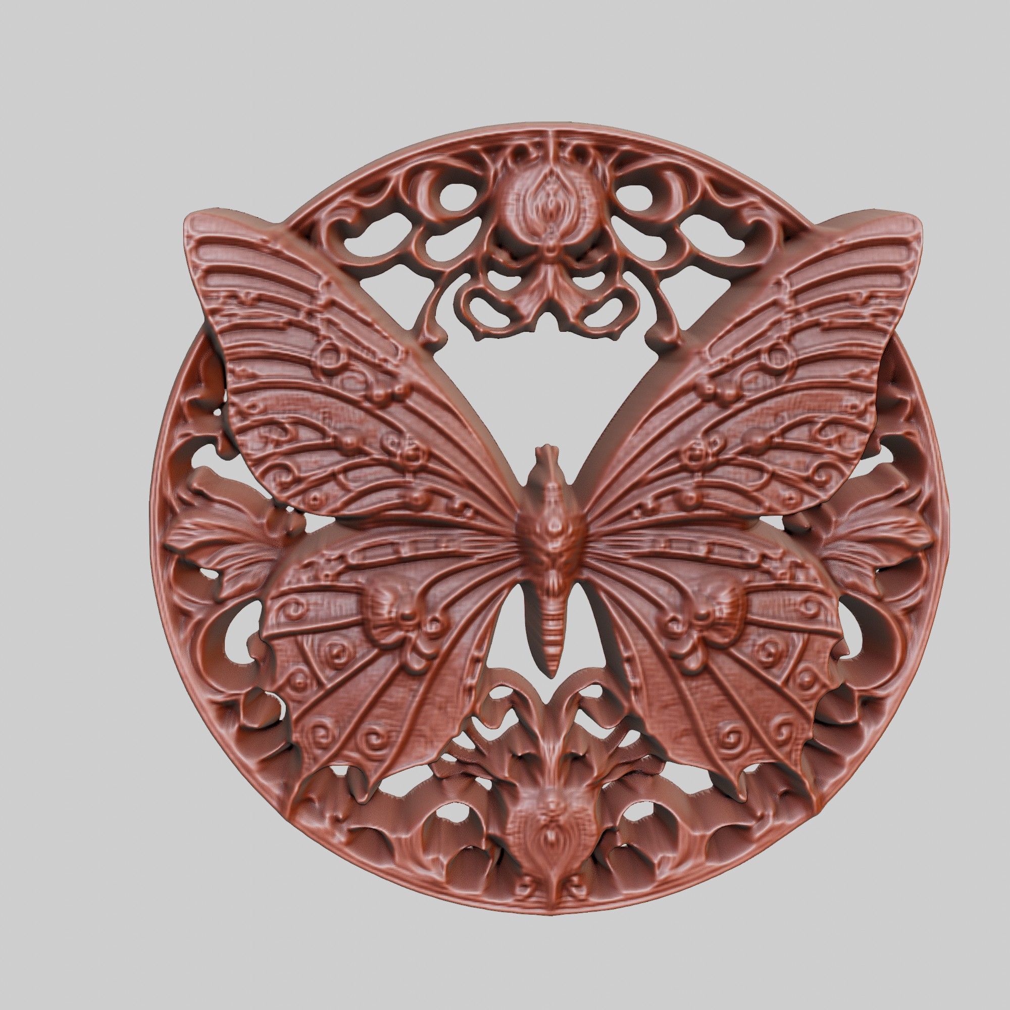 Butterfly Animal Head Butterfly Animal Medallion 3D print model_2