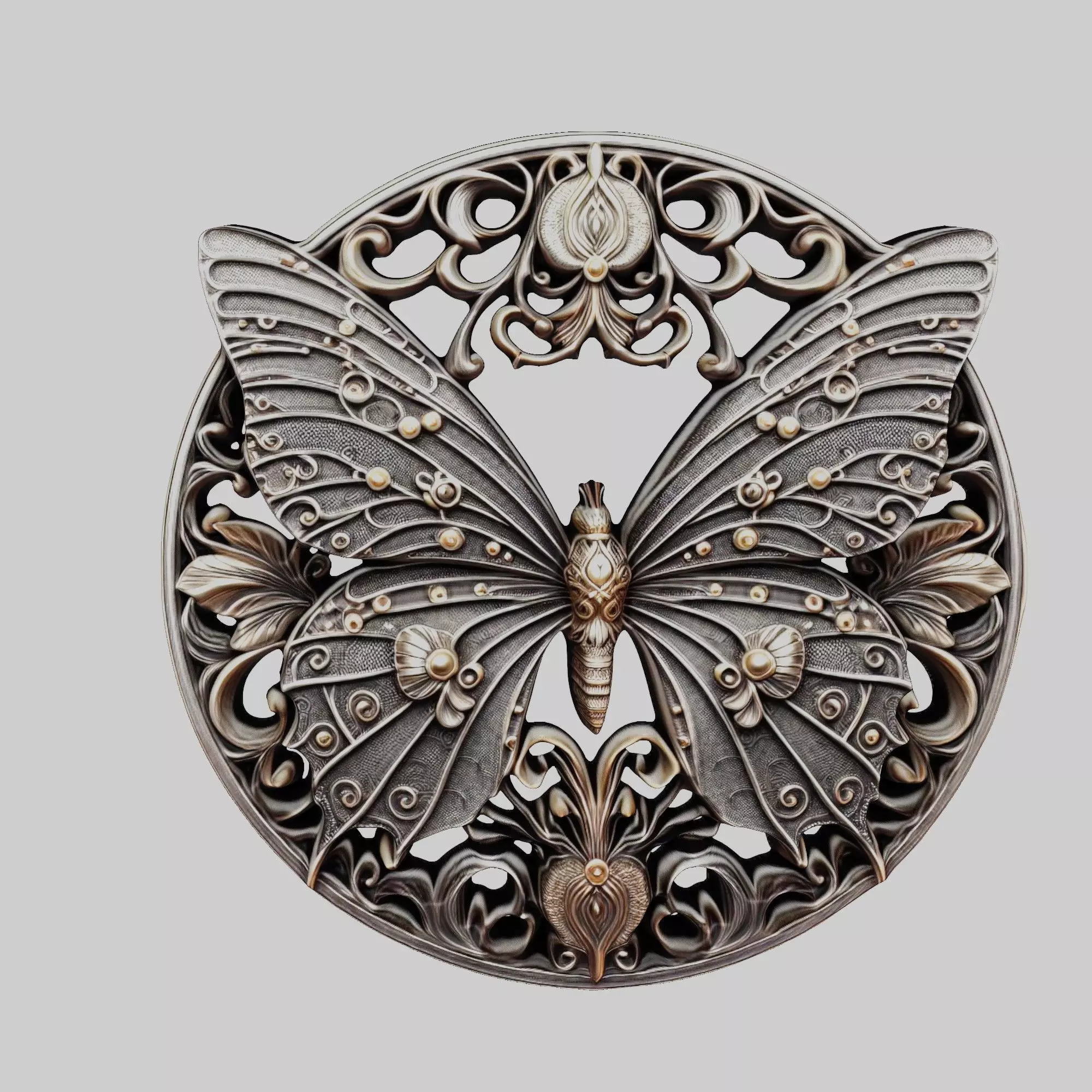 Butterfly Animal Head Butterfly Animal Medallion 3D print model_0