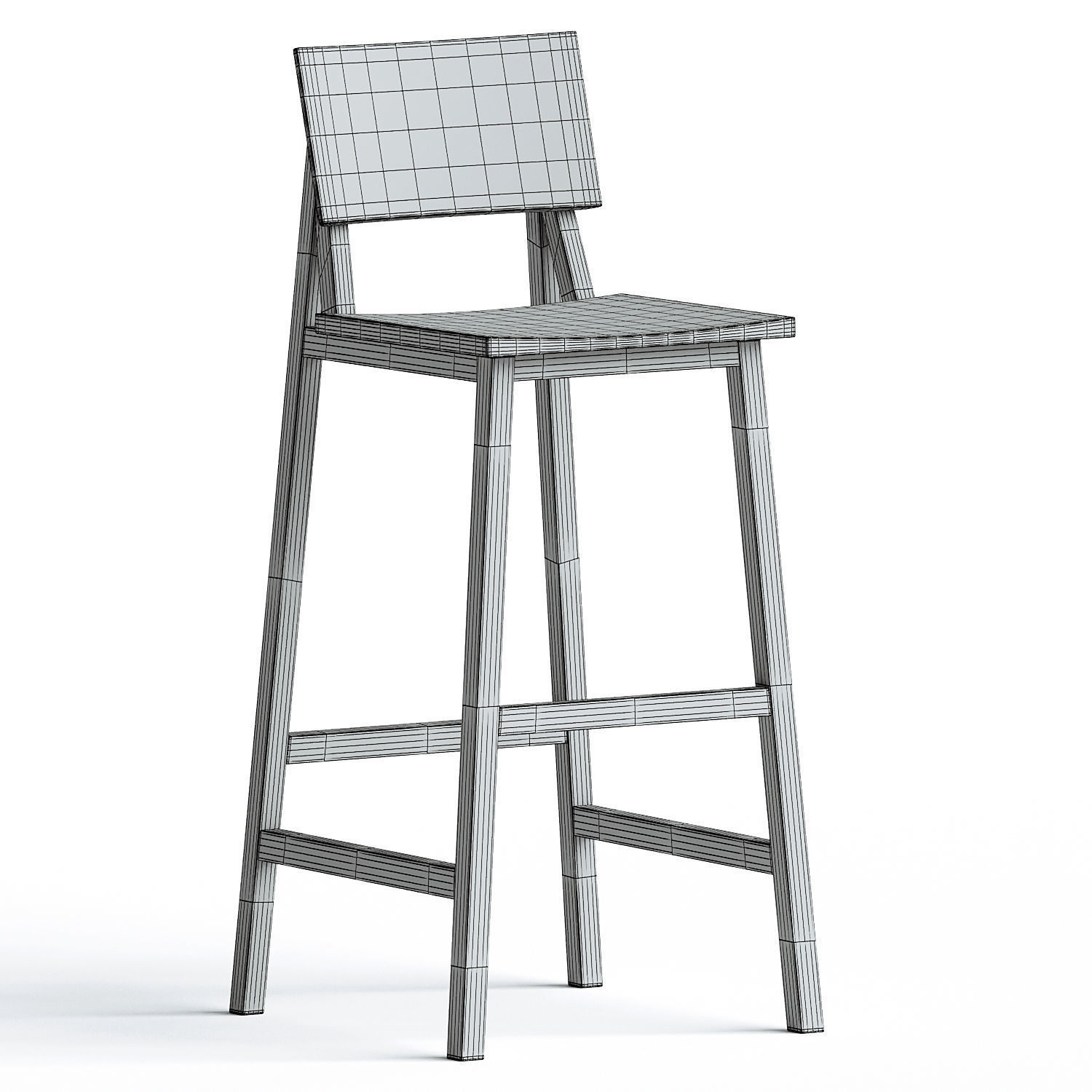 Bureau Counter and Bar Stool 3D model_2