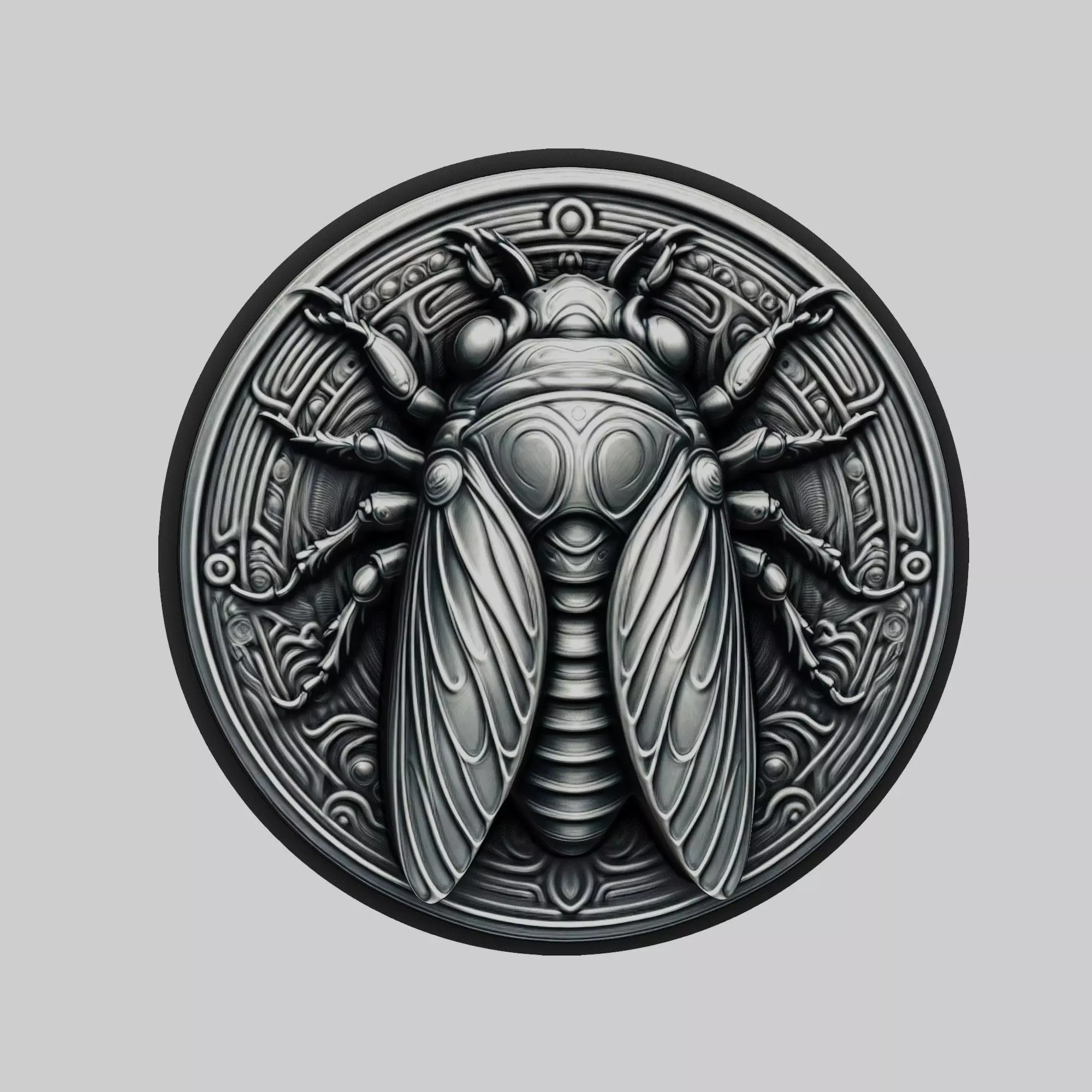 Cicada Animal Head Cicada Animal Medallion 3D print model_0