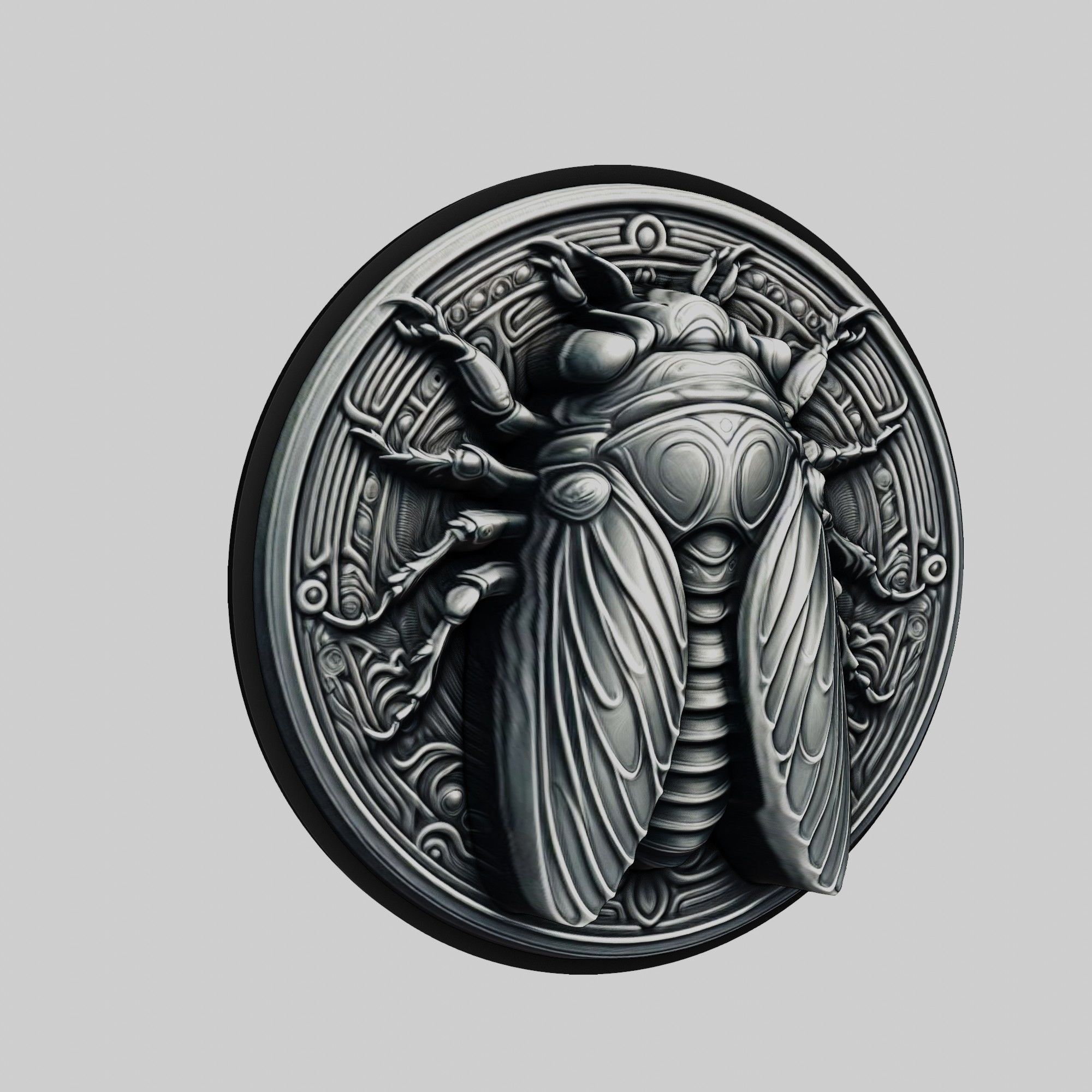 Cicada Animal Head Cicada Animal Medallion 3D print model_1