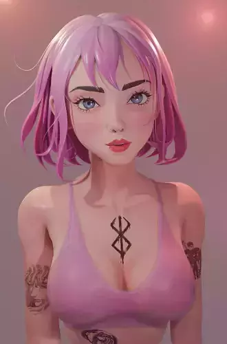 Cute girl with Berserk tattoo