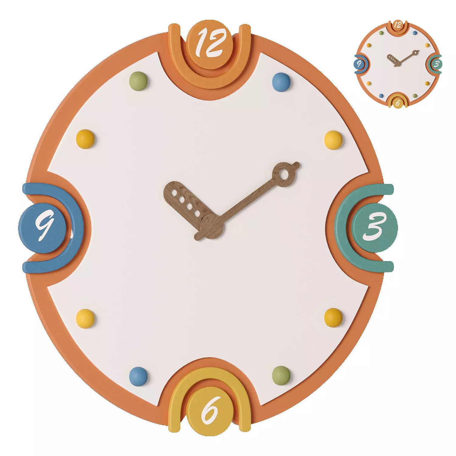 Minimalist Silent Wall Clock for Kids Bedroom 3D model