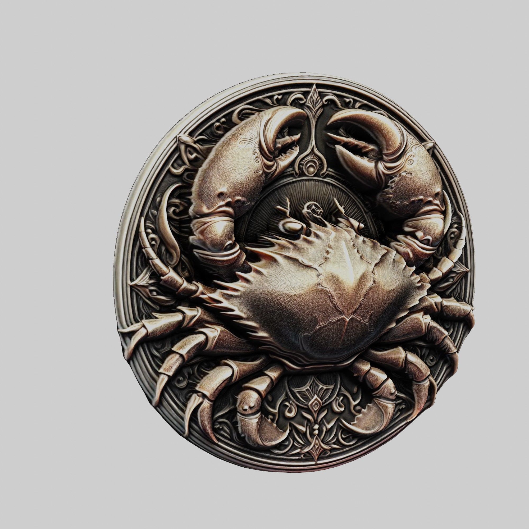Crab Animal Head Crab Animal Medallion 3D print model_1