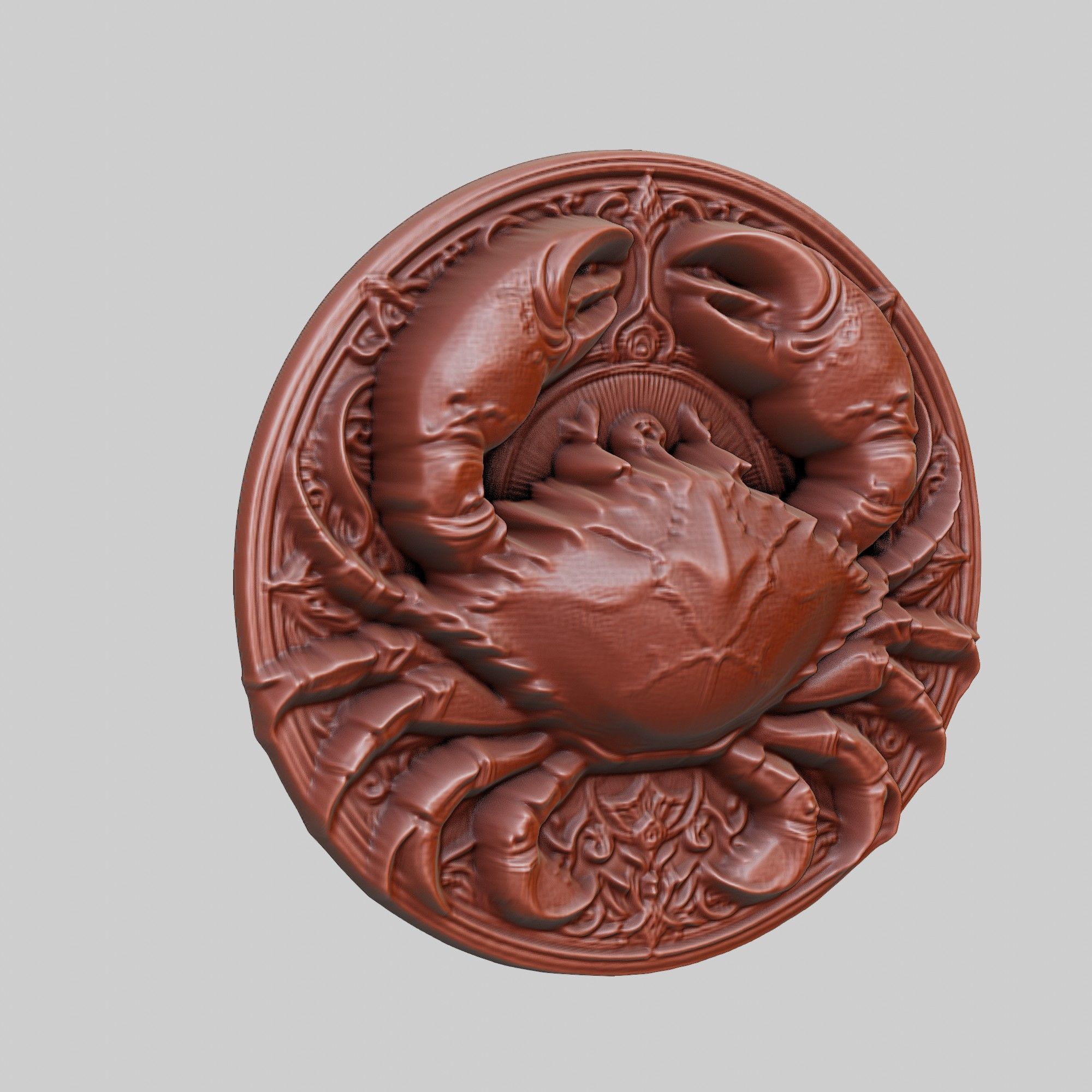 Crab Animal Head Crab Animal Medallion 3D print model_3