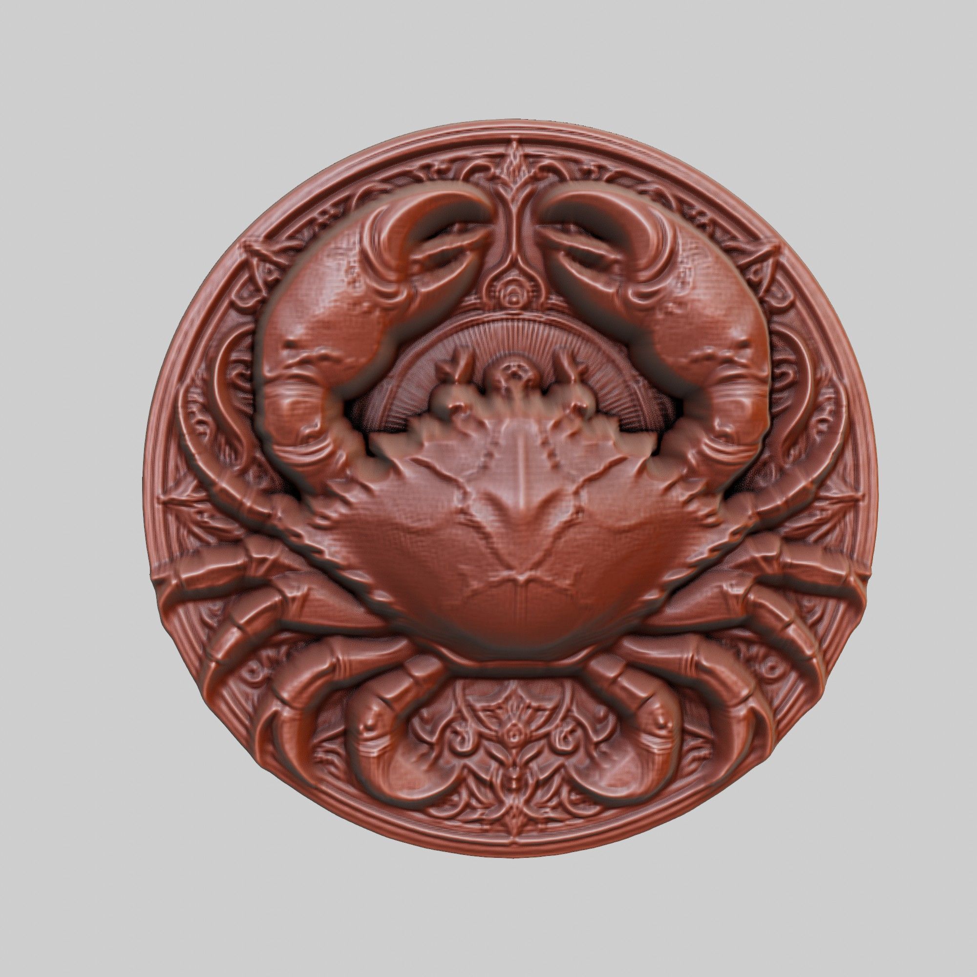 Crab Animal Head Crab Animal Medallion 3D print model_2