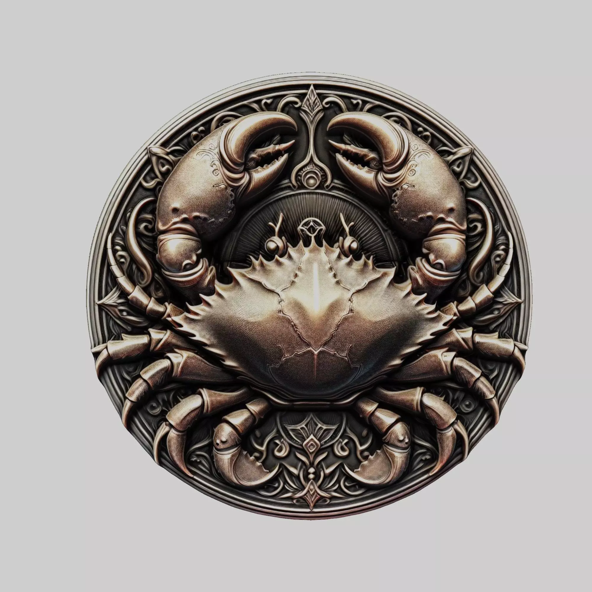 Crab Animal Head Crab Animal Medallion 3D print model_0
