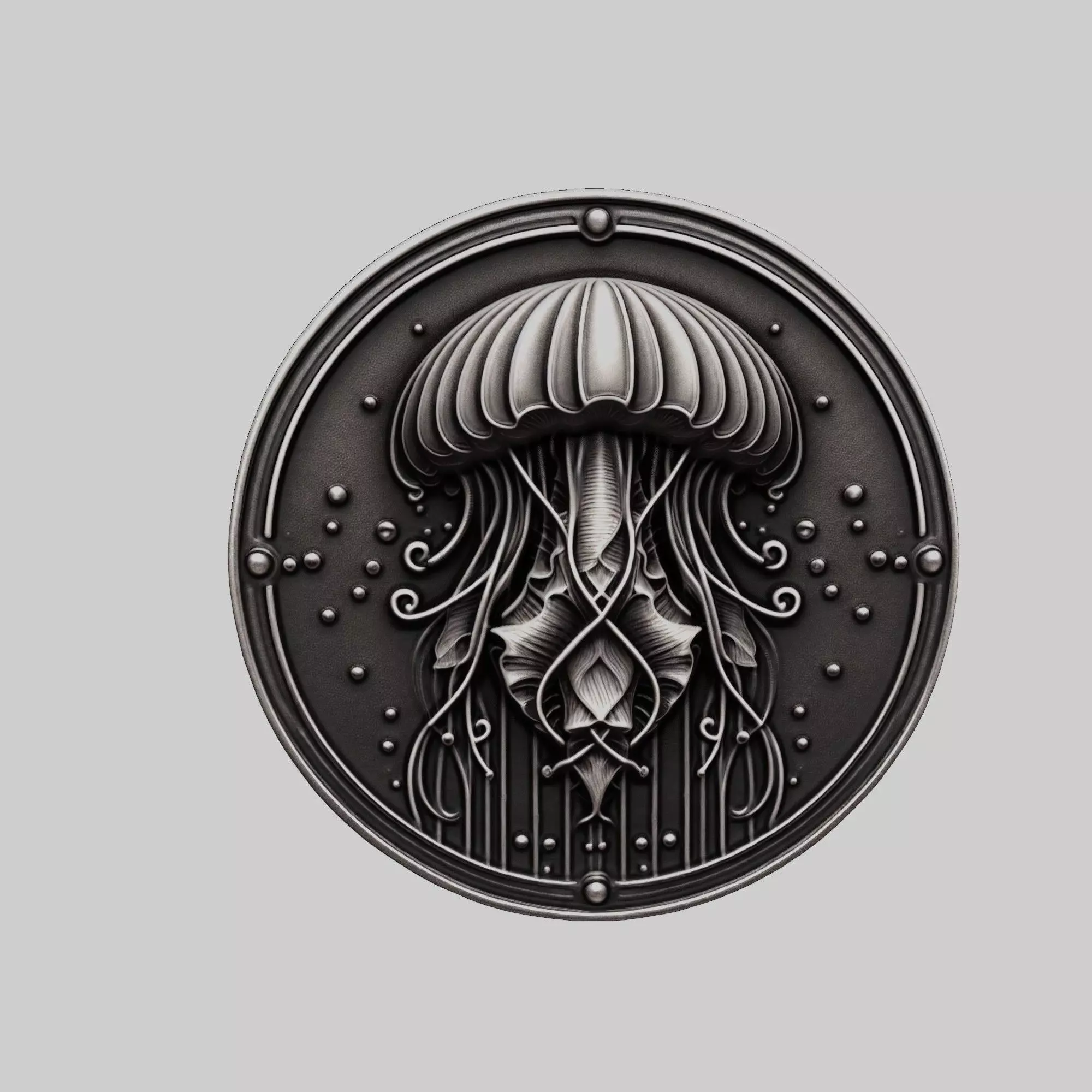 Jellyfish Animal Head Jellyfish Animal Medallion 3D print model
