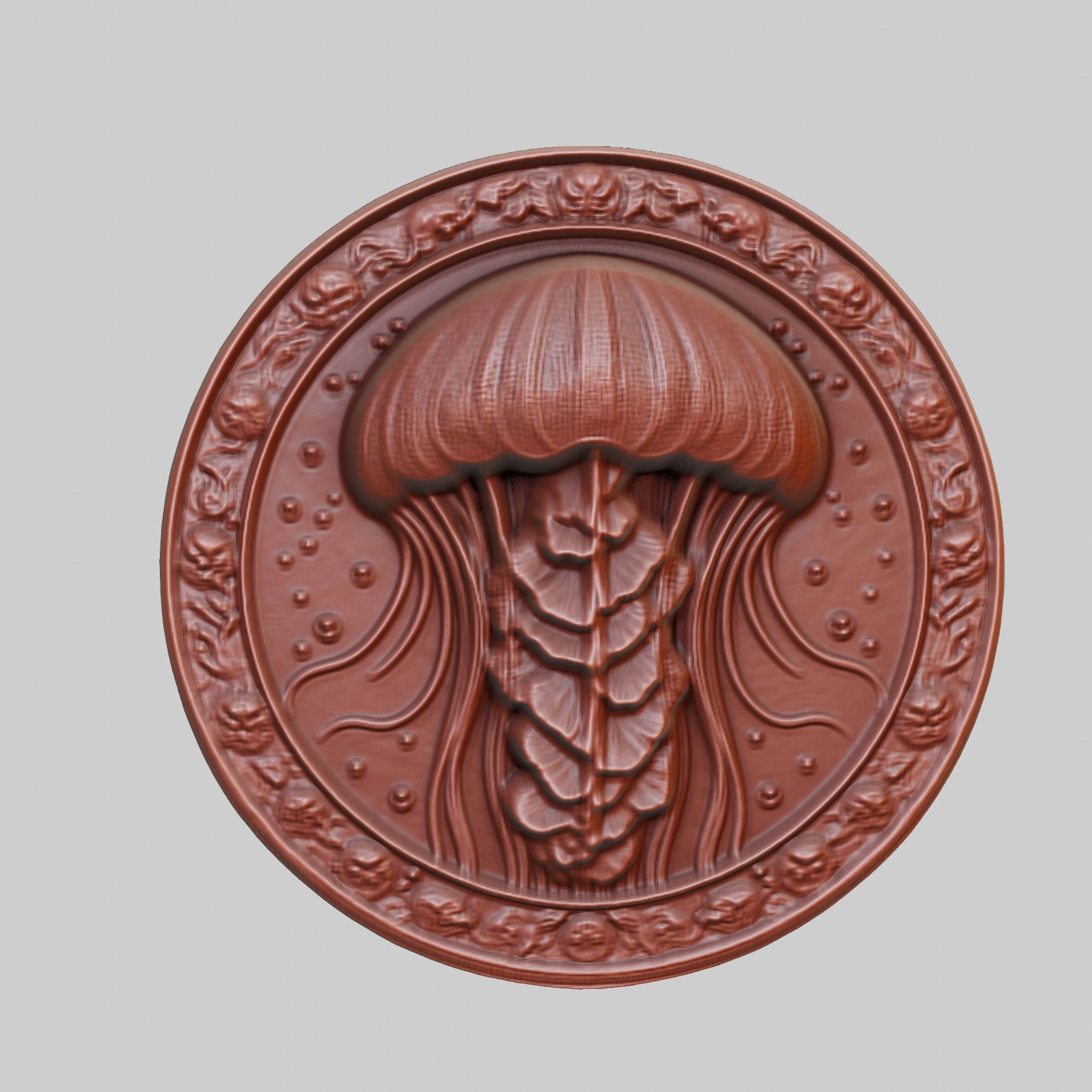 Jellyfish Animal Head Jellyfish Animal Medallion 3D print model_2