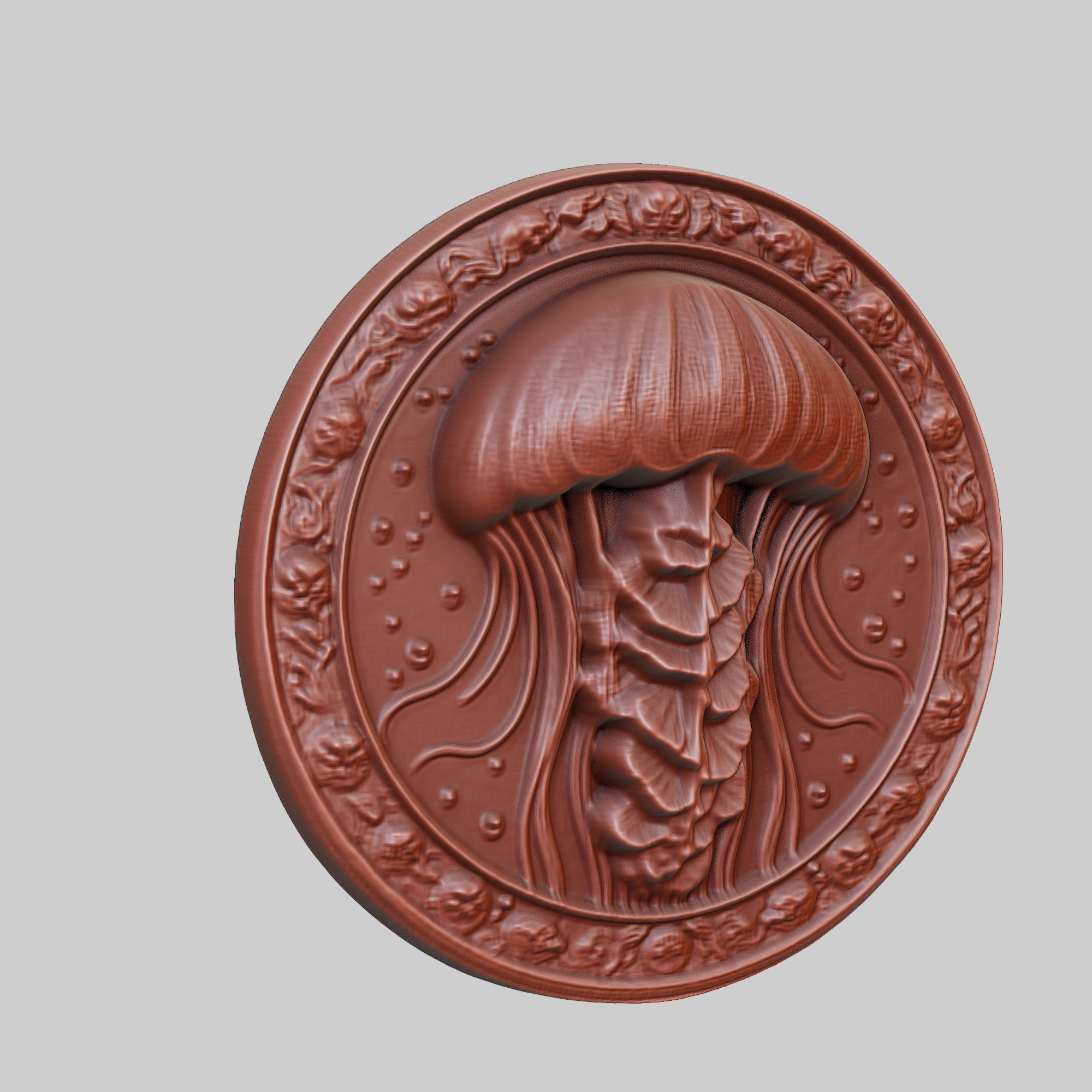 Jellyfish Animal Head Jellyfish Animal Medallion 3D print model_3