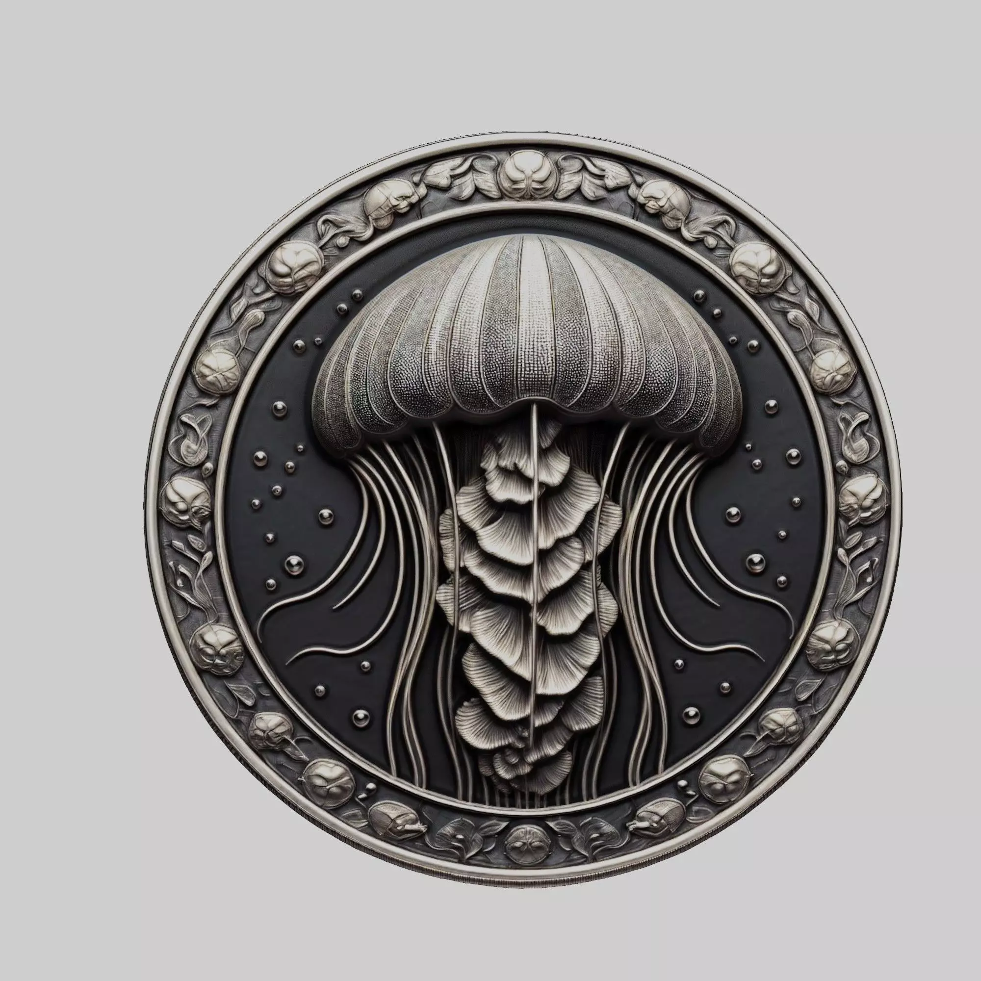 Jellyfish Animal Head Jellyfish Animal Medallion 3D print model_0