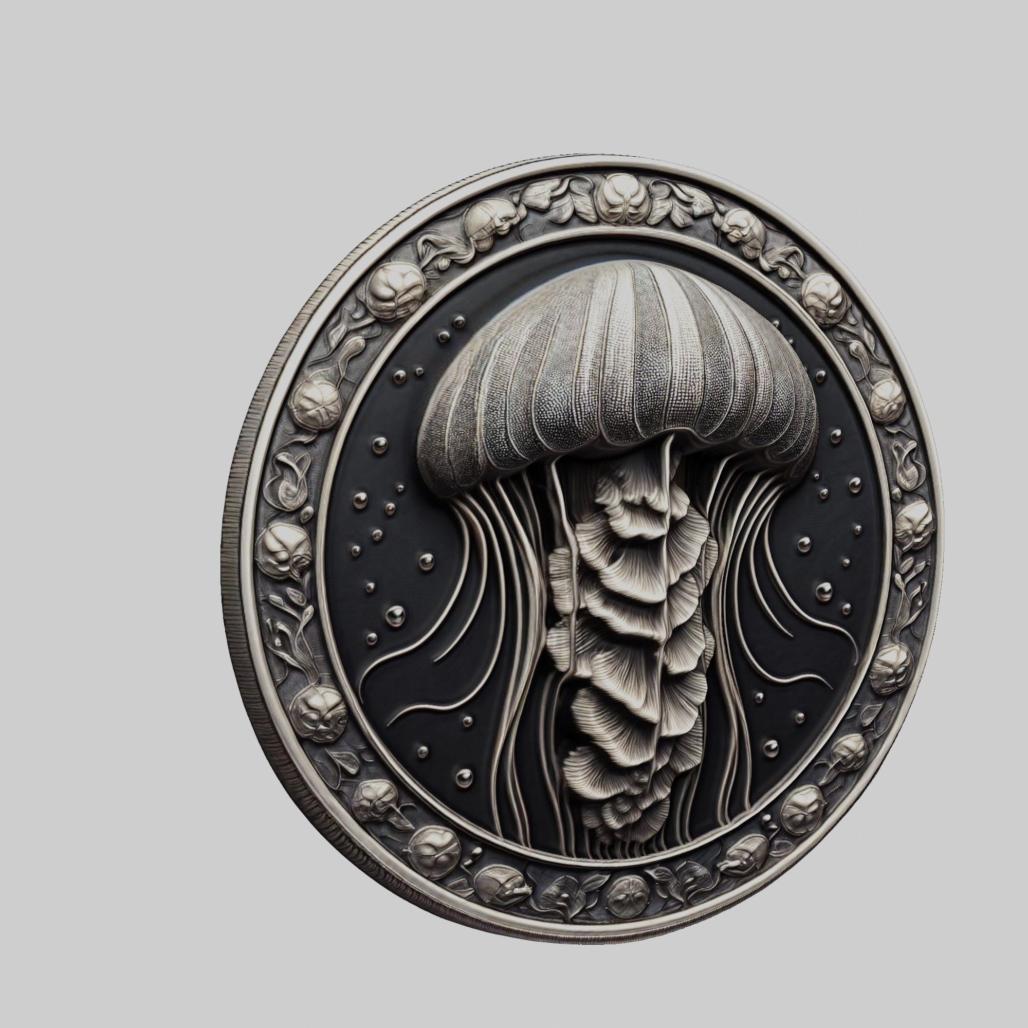 Jellyfish Animal Head Jellyfish Animal Medallion 3D print model_1