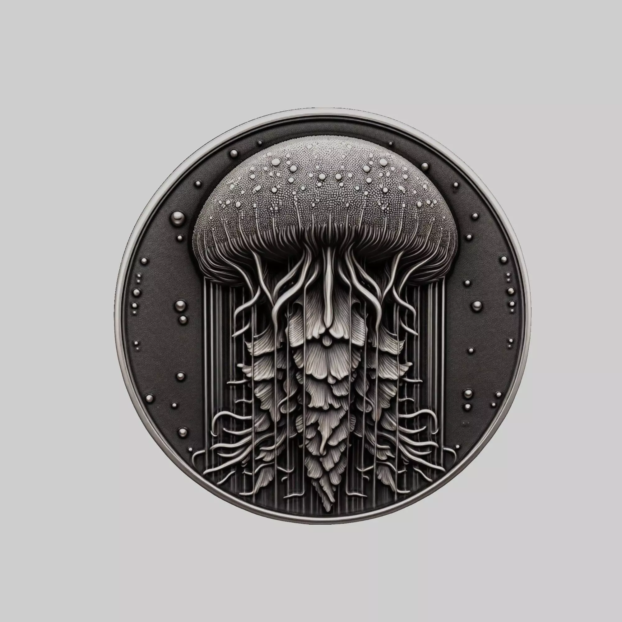 Jellyfish Animal Head Jellyfish Animal Medallion 3D print model