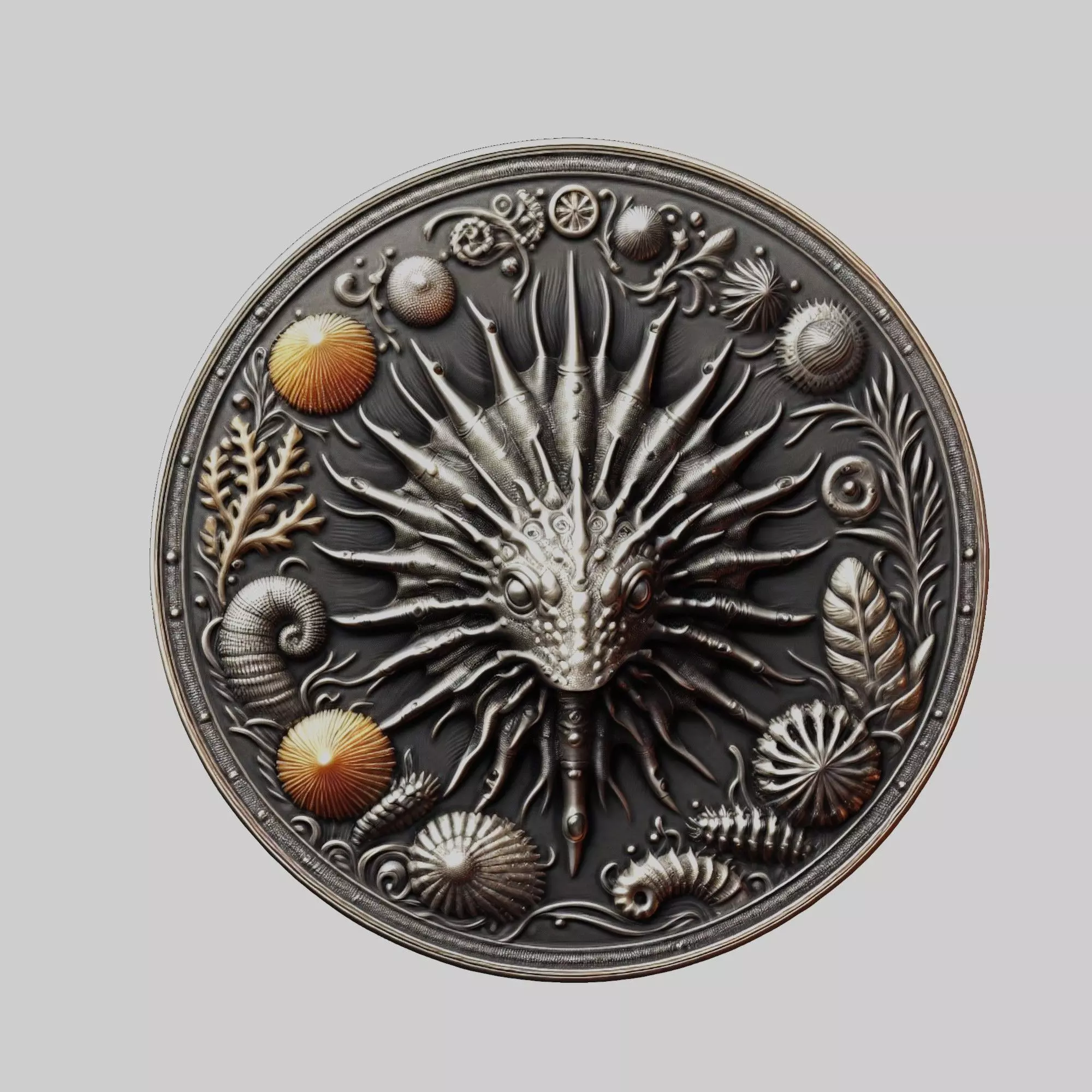 Sea cucumber Animal Head Sea cucumber Animal Medallion 3D print model