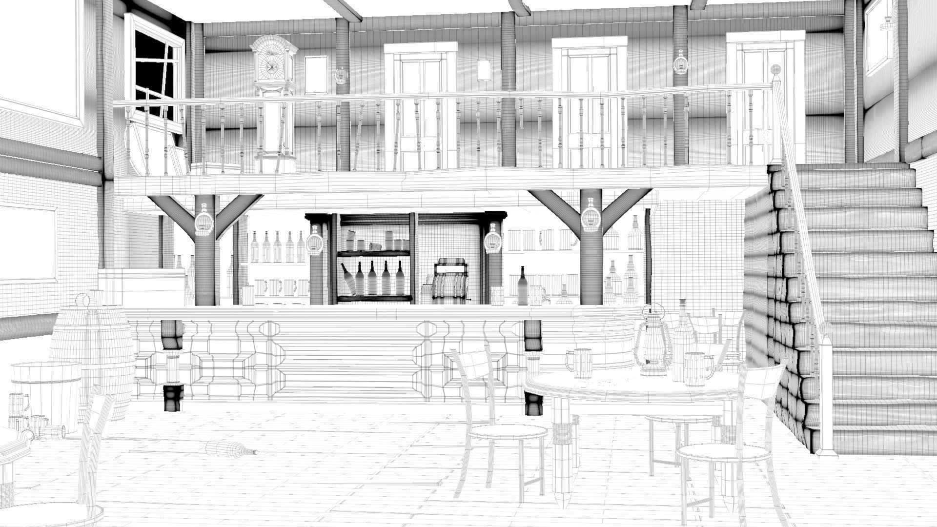 Old Vintage beer bar 3D model_1