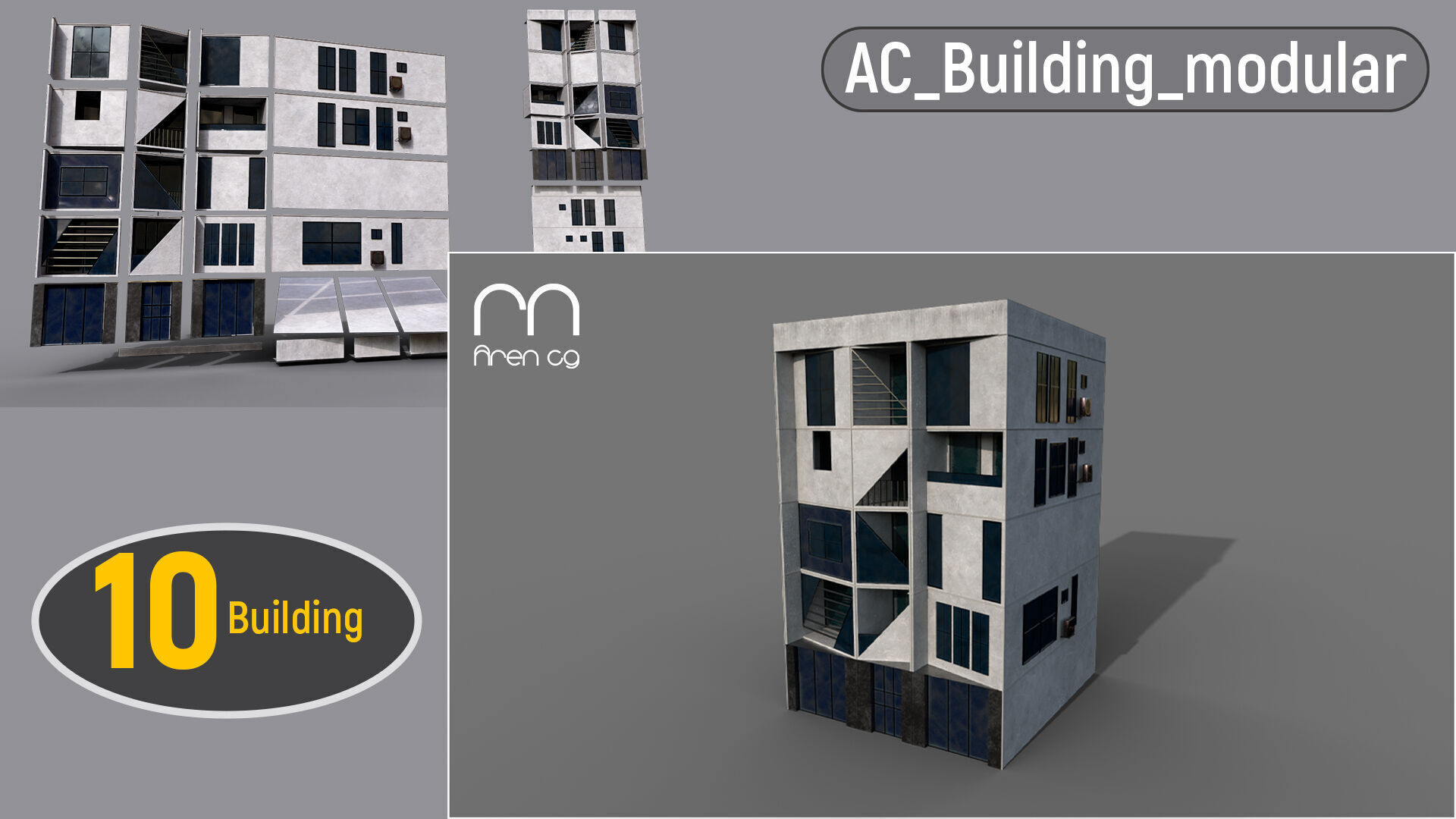 ac building modular Ue unity 3D model_5