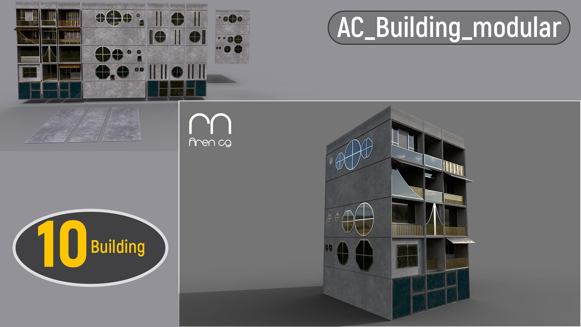 ac building modular Ue unity 3D model_8
