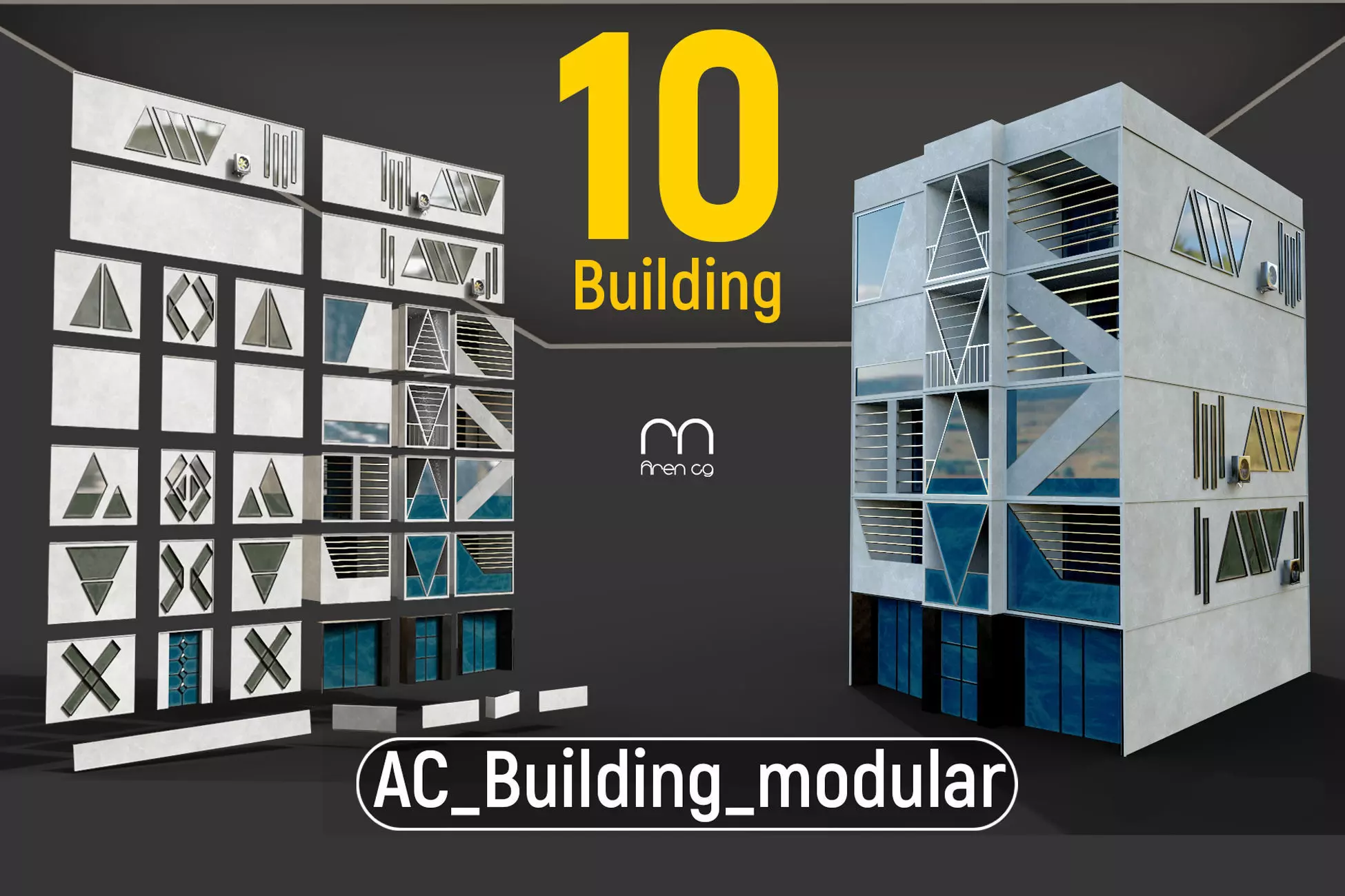 ac building modular Ue unity 3D model_0