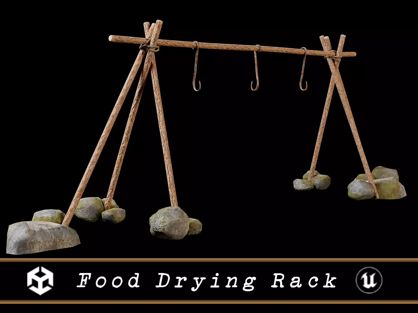 Food Drying Rack Low-poly 3D model_0